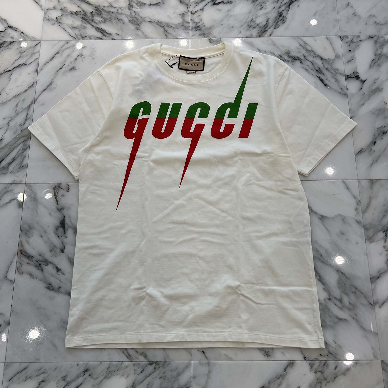 GUCCI 2019SS Blade Logo Print Tee 565806 XJAZY Size M グッチ ブレードロゴ プリント Tシャツ サイズM