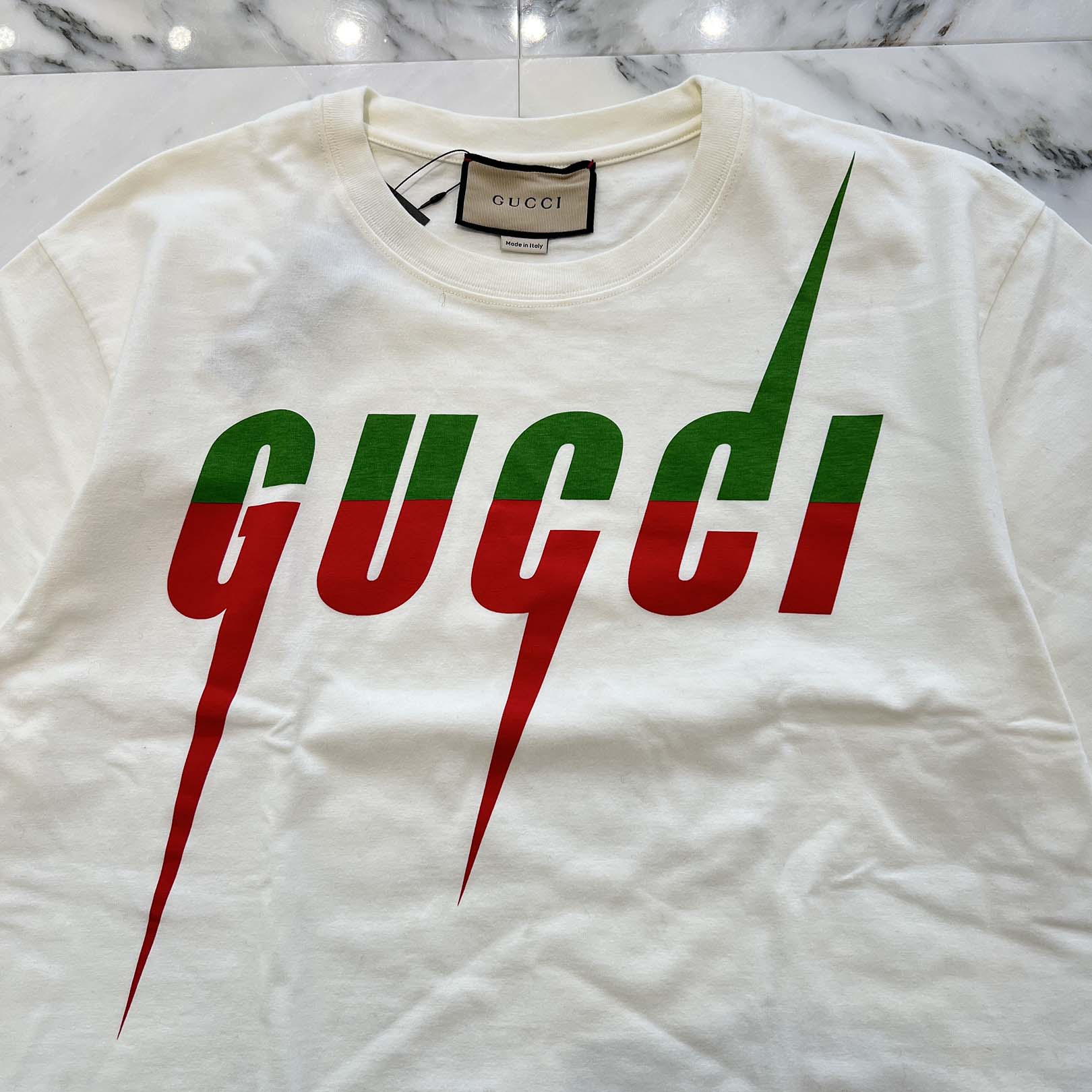 GUCCI 2019SS Blade Logo Print Tee 565806 XJAZY Size M グッチ ブレードロゴ プリント Tシャツ サイズM