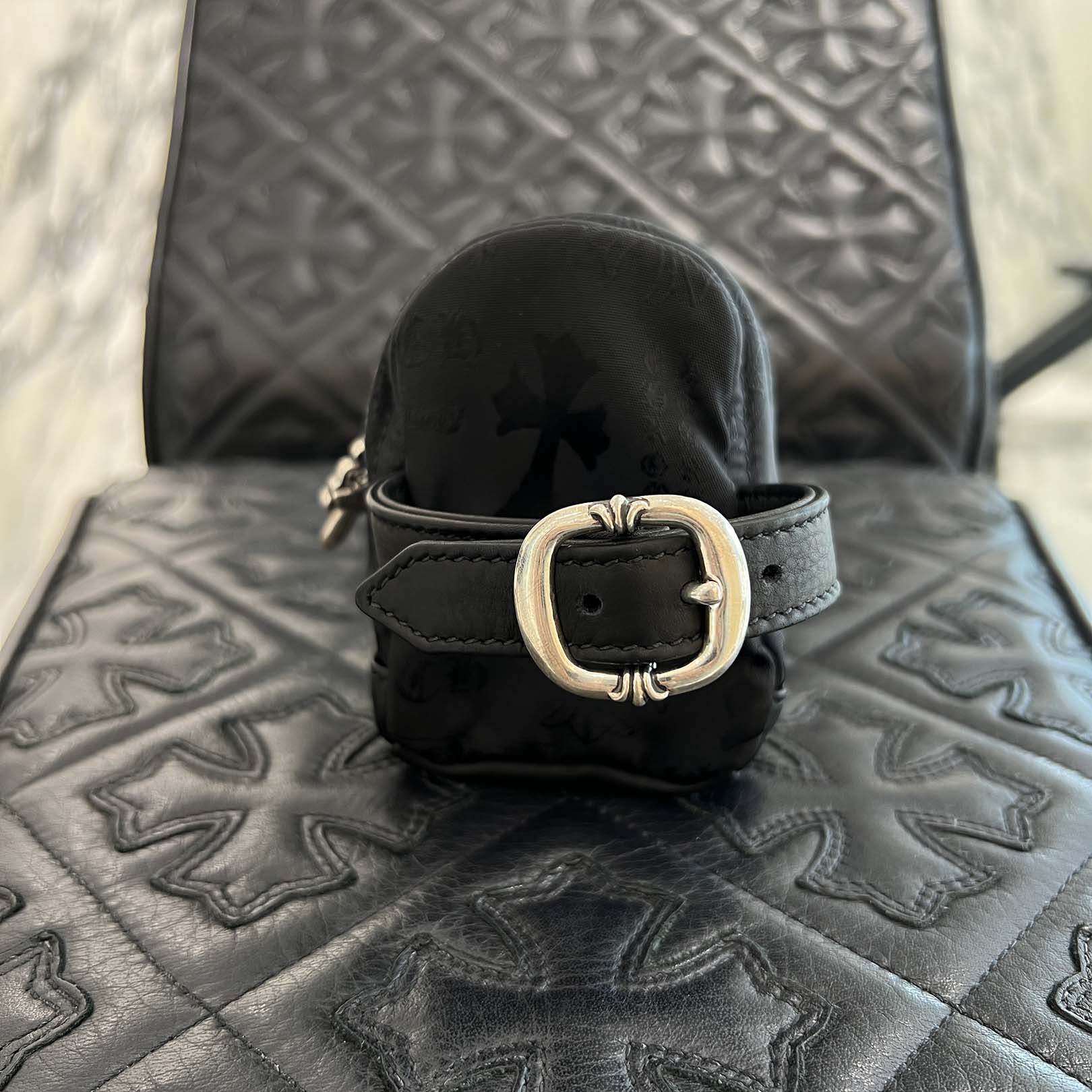 CHROME HEART Stencil Pattern Leather Wrist Bag クロムハーツ ステンシルパターン レザー リストバッグ