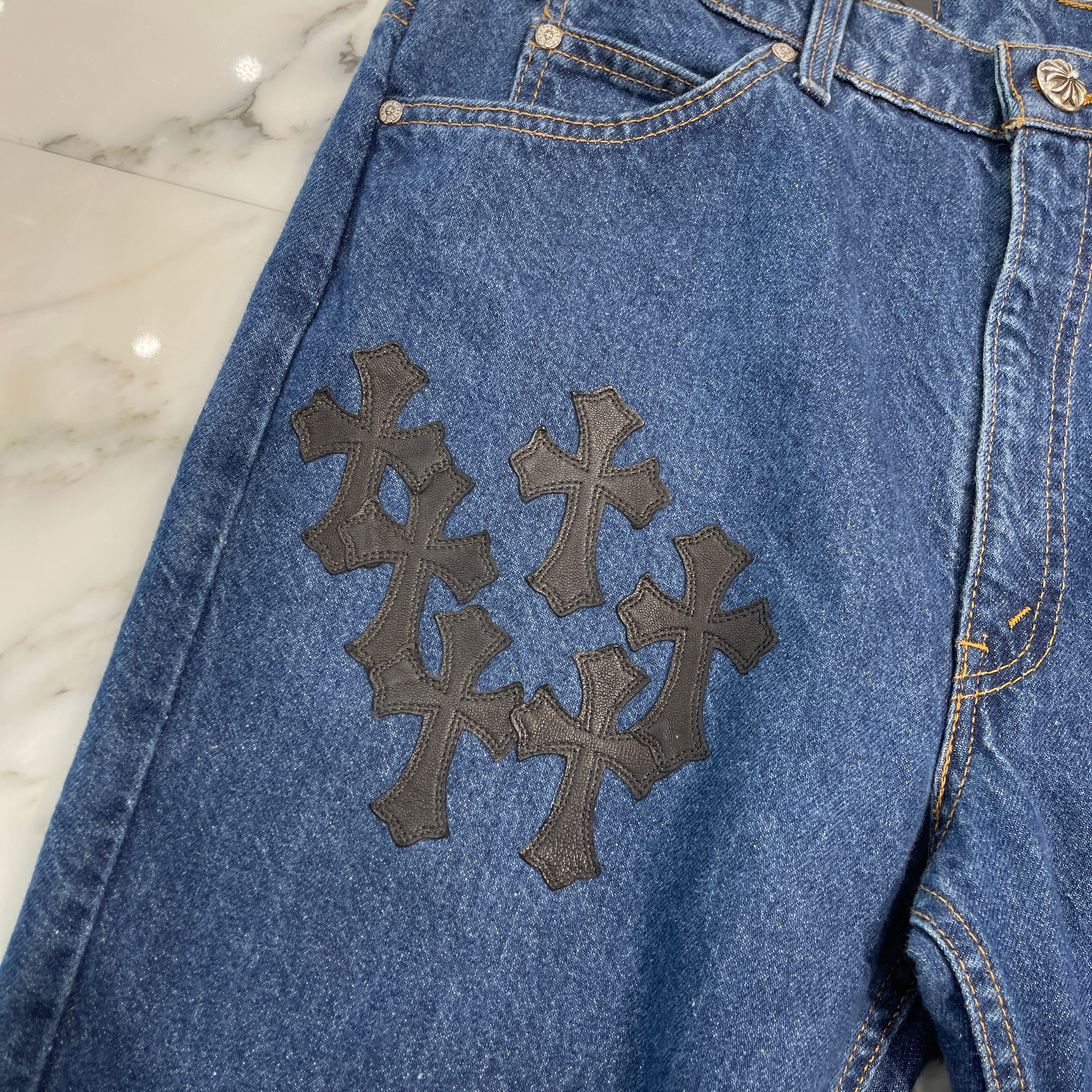CHROME HEARTS × Levi's 517 VNTG Cross Leather Patch Denim Pants Size 36 クロムハーツ × リーバイス 517 ヴィンテージ クロスレザーパッチ デニムパンツ サイズ36