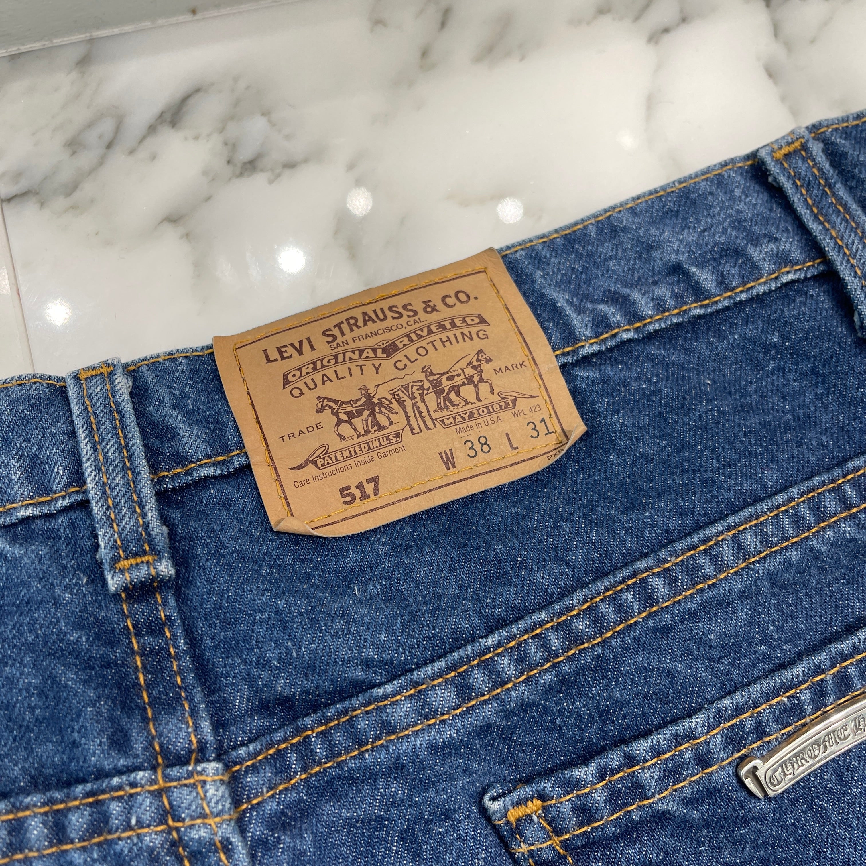 CHROME HEARTS × Levi's 517 VNTG Cross Leather Patch Denim Pants Size 36 クロムハーツ × リーバイス 517 ヴィンテージ クロスレザーパッチ デニムパンツ サイズ36