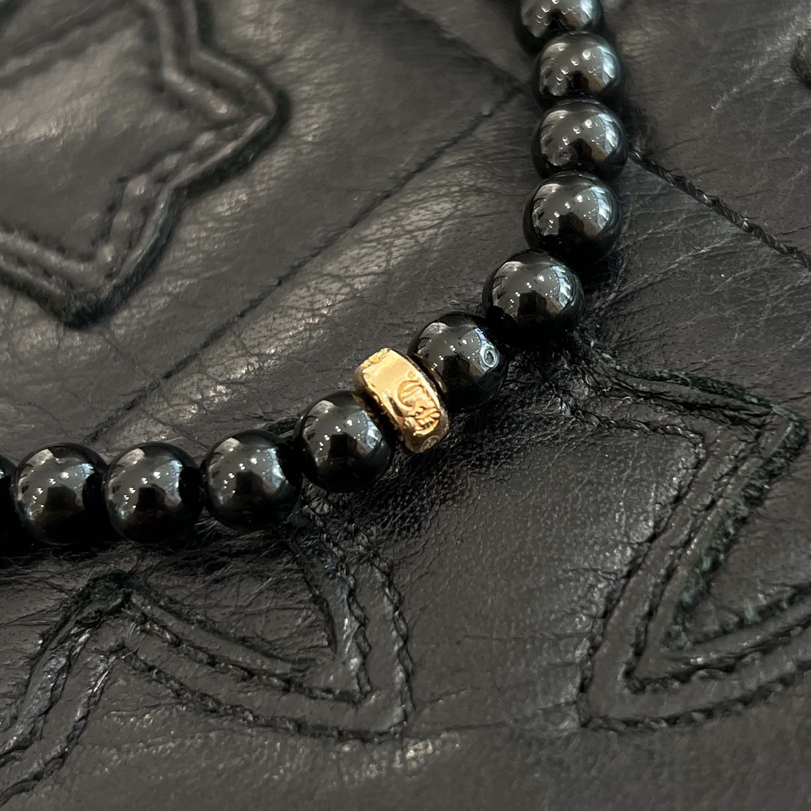 CHROME HEARTS 22K CH Logo Dagger ONYX Beads Bracelet クロムハーツ