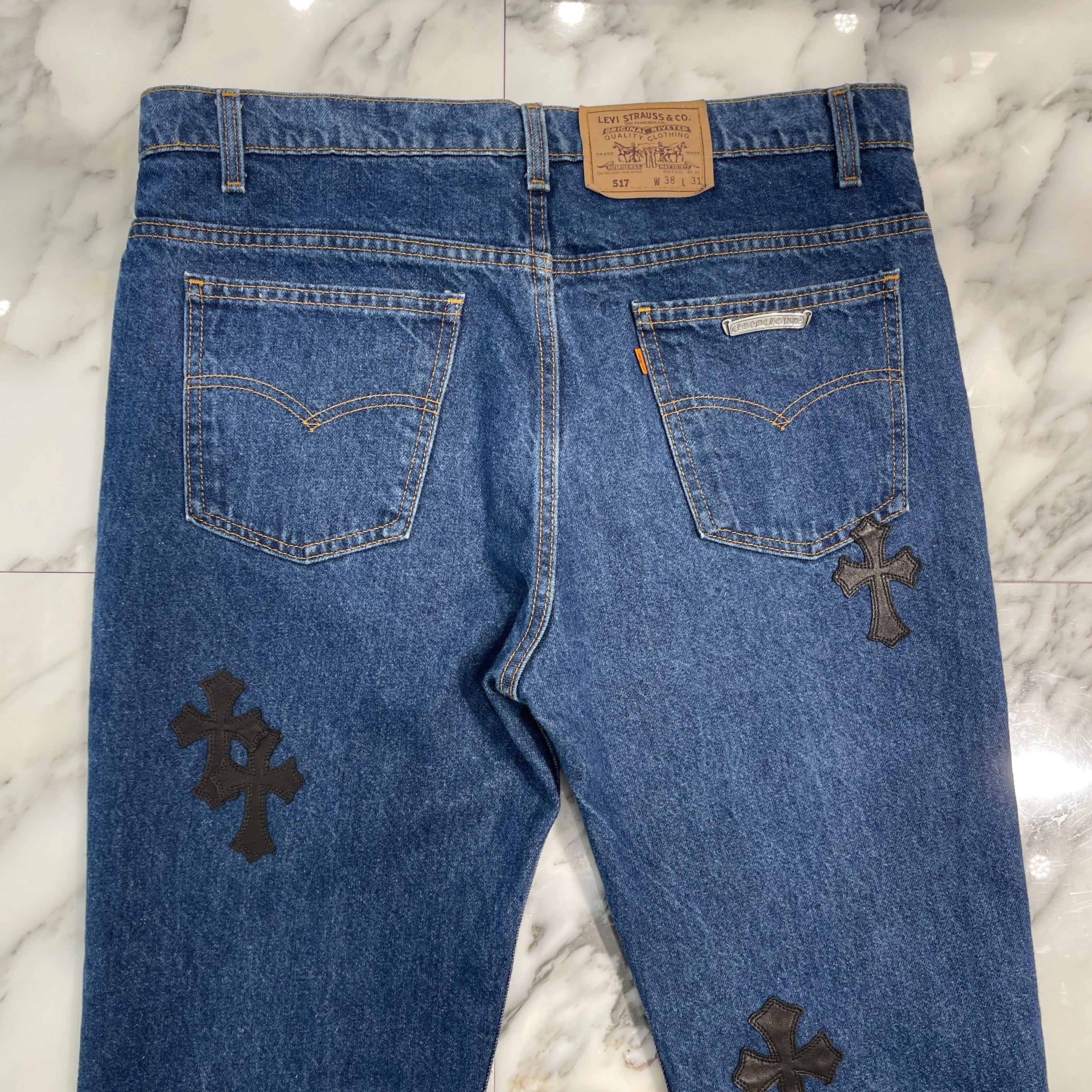 CHROME HEARTS × Levi's 517 VNTG Cross Leather Patch Denim Pants Size 36 クロムハーツ × リーバイス 517 ヴィンテージ クロスレザーパッチ デニムパンツ サイズ36