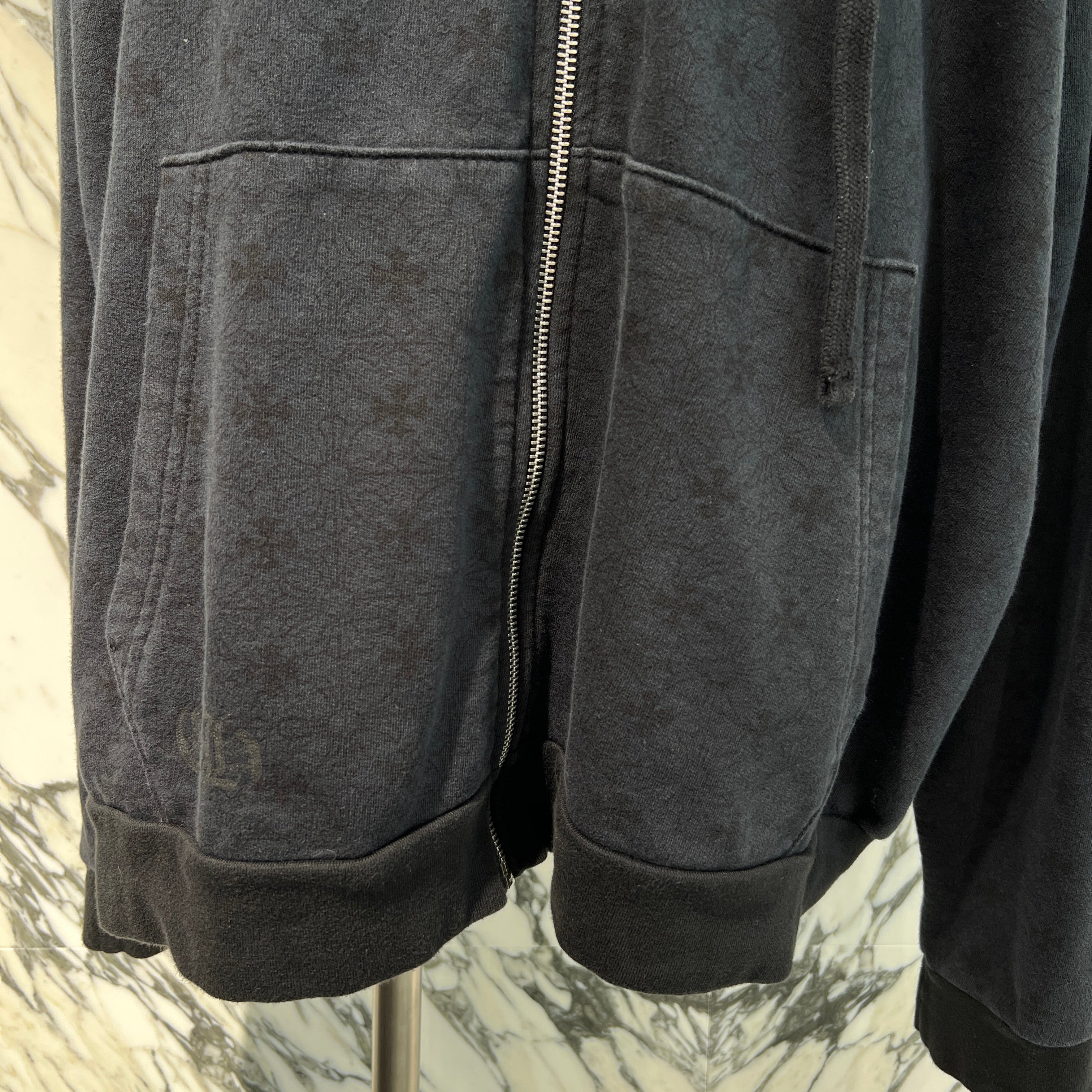 CHROME HEARTS Vertical Logo CH Plus Zip Up Hoodie Size XL クロムハーツ ヴァーティカルロゴ CHプラス総柄 ジップアップフーディ サイXL