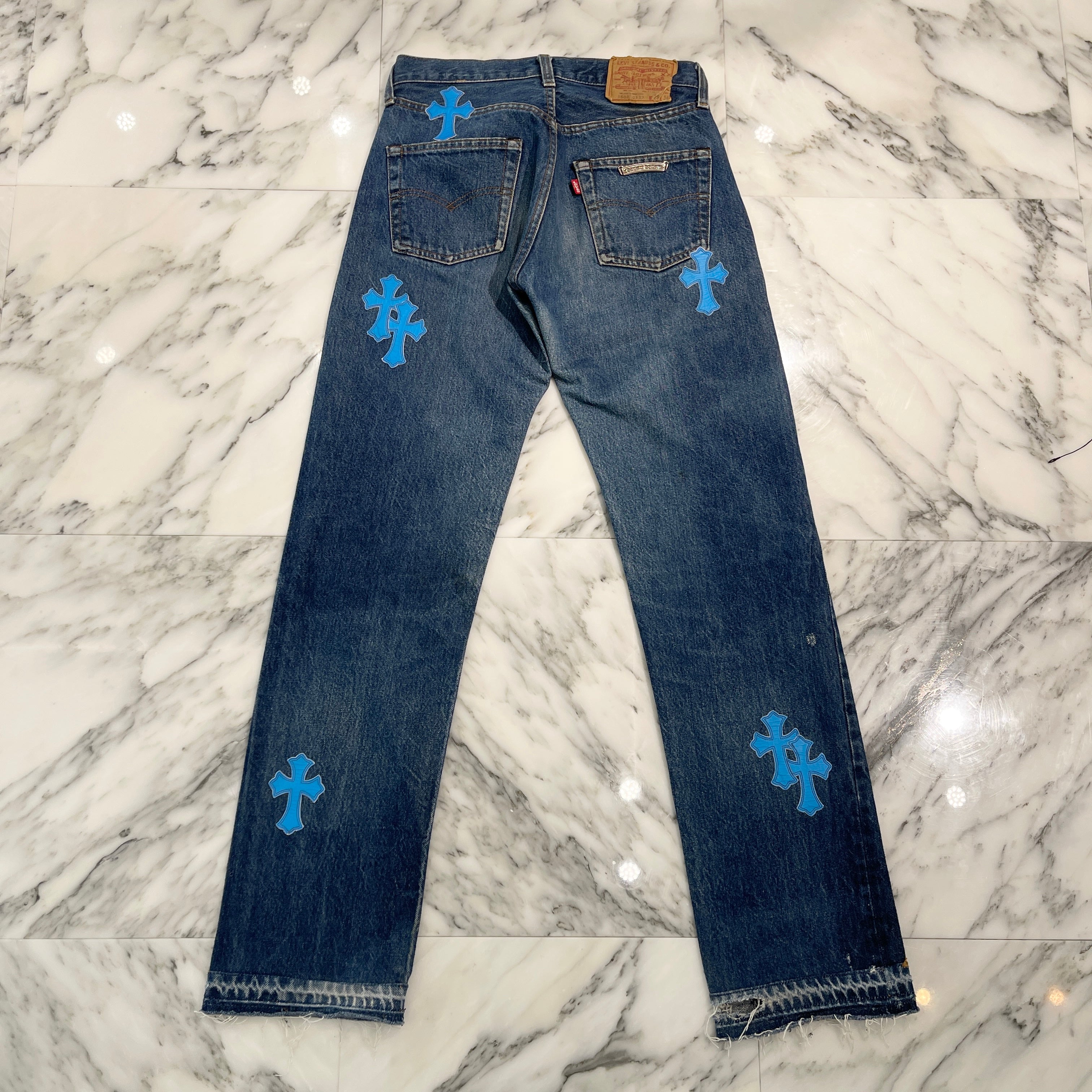 CHROME HEARTS × Levi's 501XX VNTG Cross Leather Patch Denim Pants Size 27 クロムハーツ×リーバイス 501XX ヴィンテージ クロス レザーパッチ デニムパンツ サイズ27