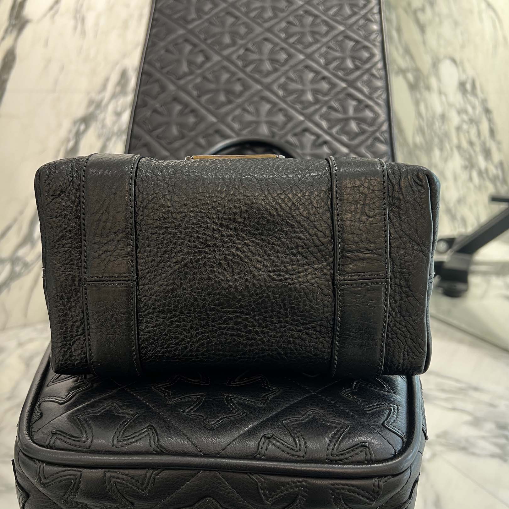 CHROME HEARTS 3 Cemetery Cross Leather Patch Tote Mini Bag クロム