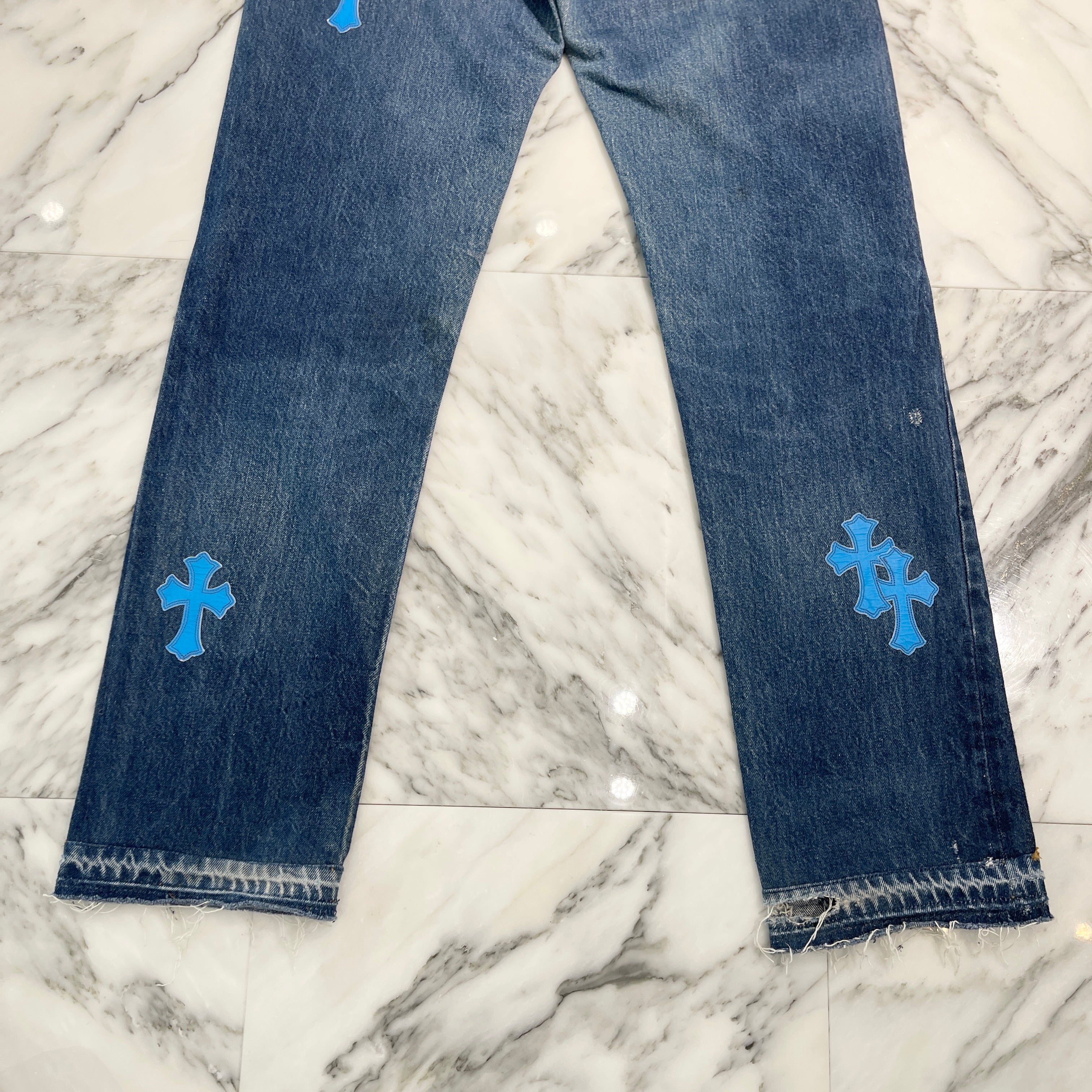 CHROME HEARTS × Levi's 501XX VNTG Cross Leather Patch Denim Pants Size 27 クロムハーツ×リーバイス 501XX ヴィンテージ クロス レザーパッチ デニムパンツ サイズ27