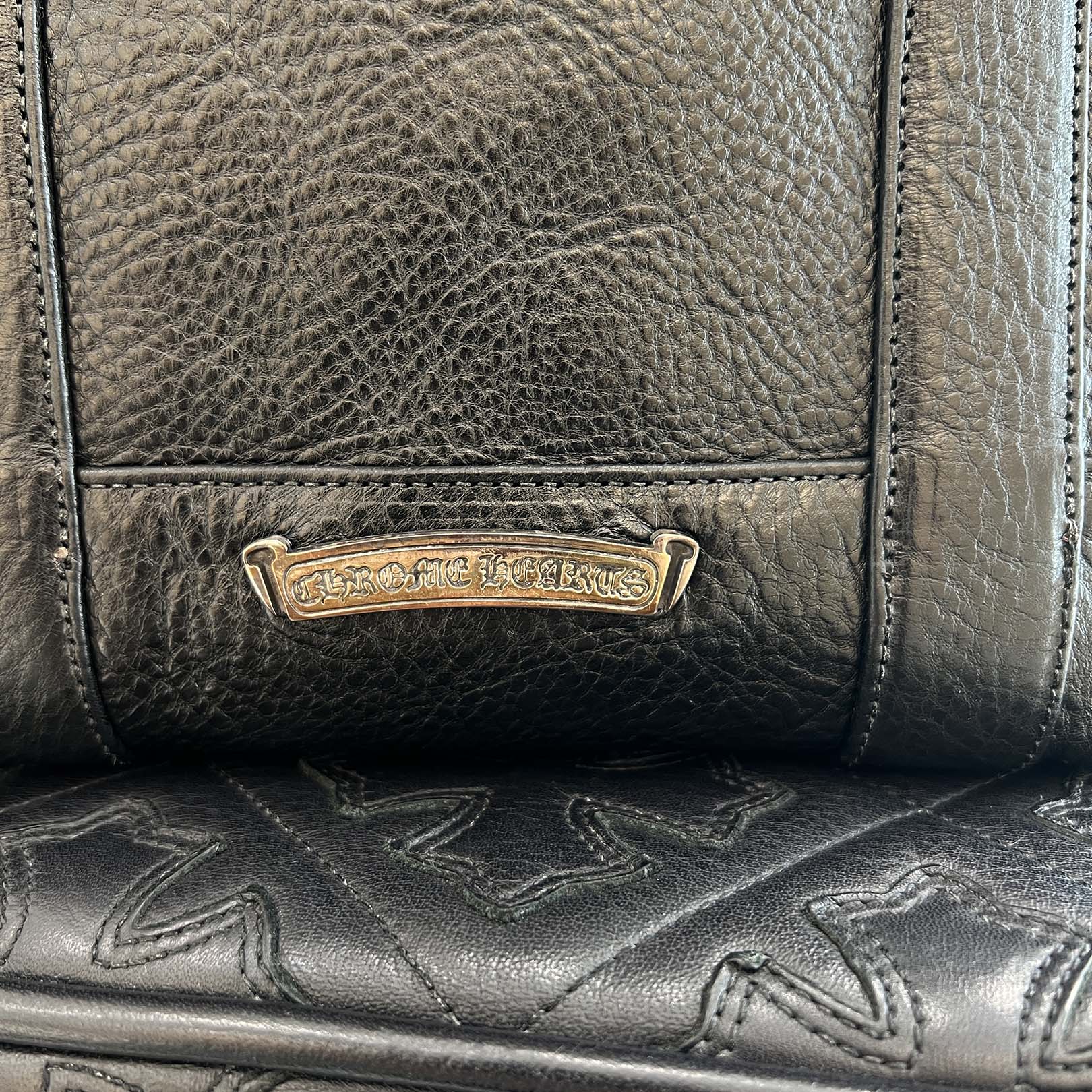 CHROME HEARTS 3 Cemetery Cross Leather Patch Tote Mini Bag クロム