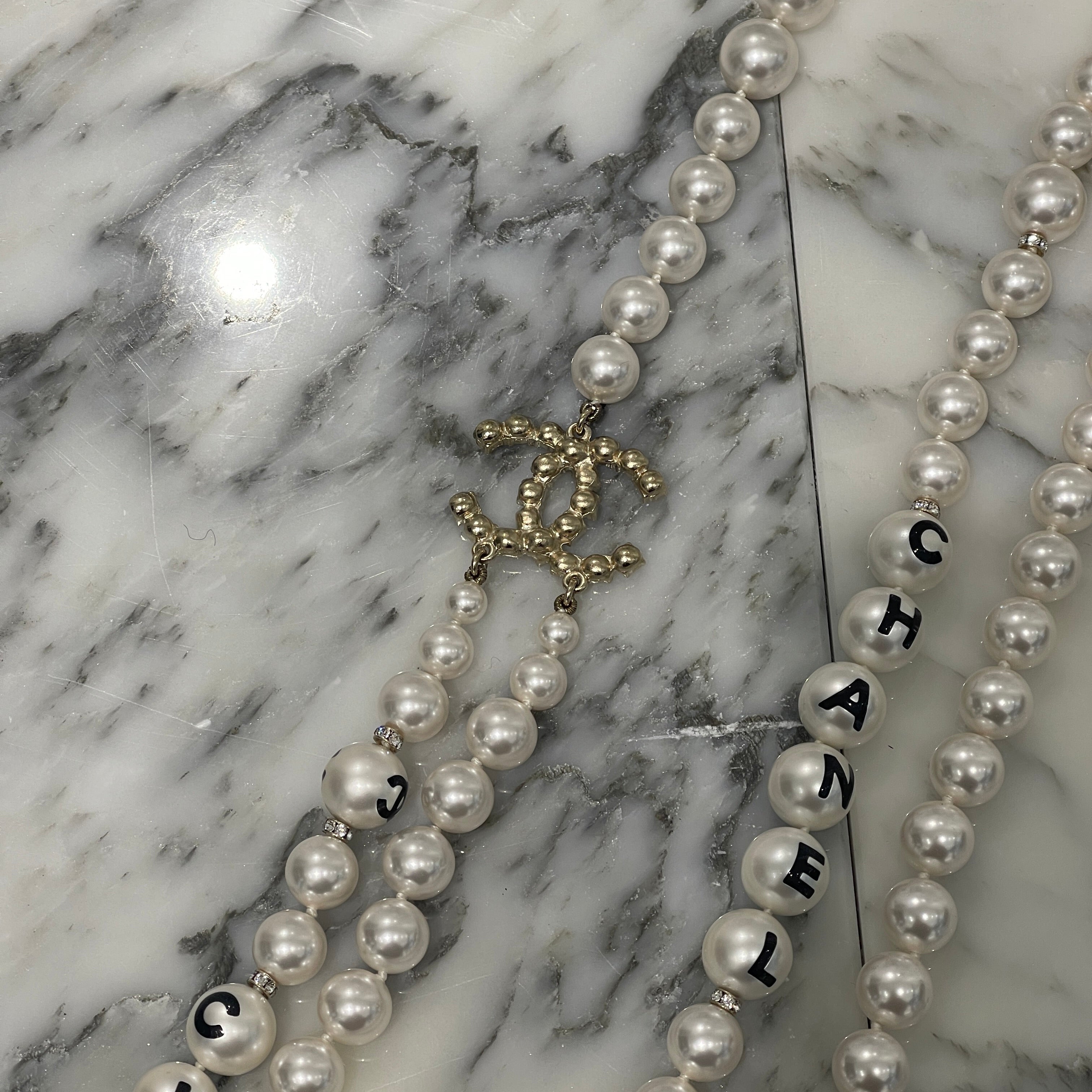 CHANEL CoCo Mark 2 Strand Long Pearl Necklace シャネル ココマーク 2連 ロングパールネックレス