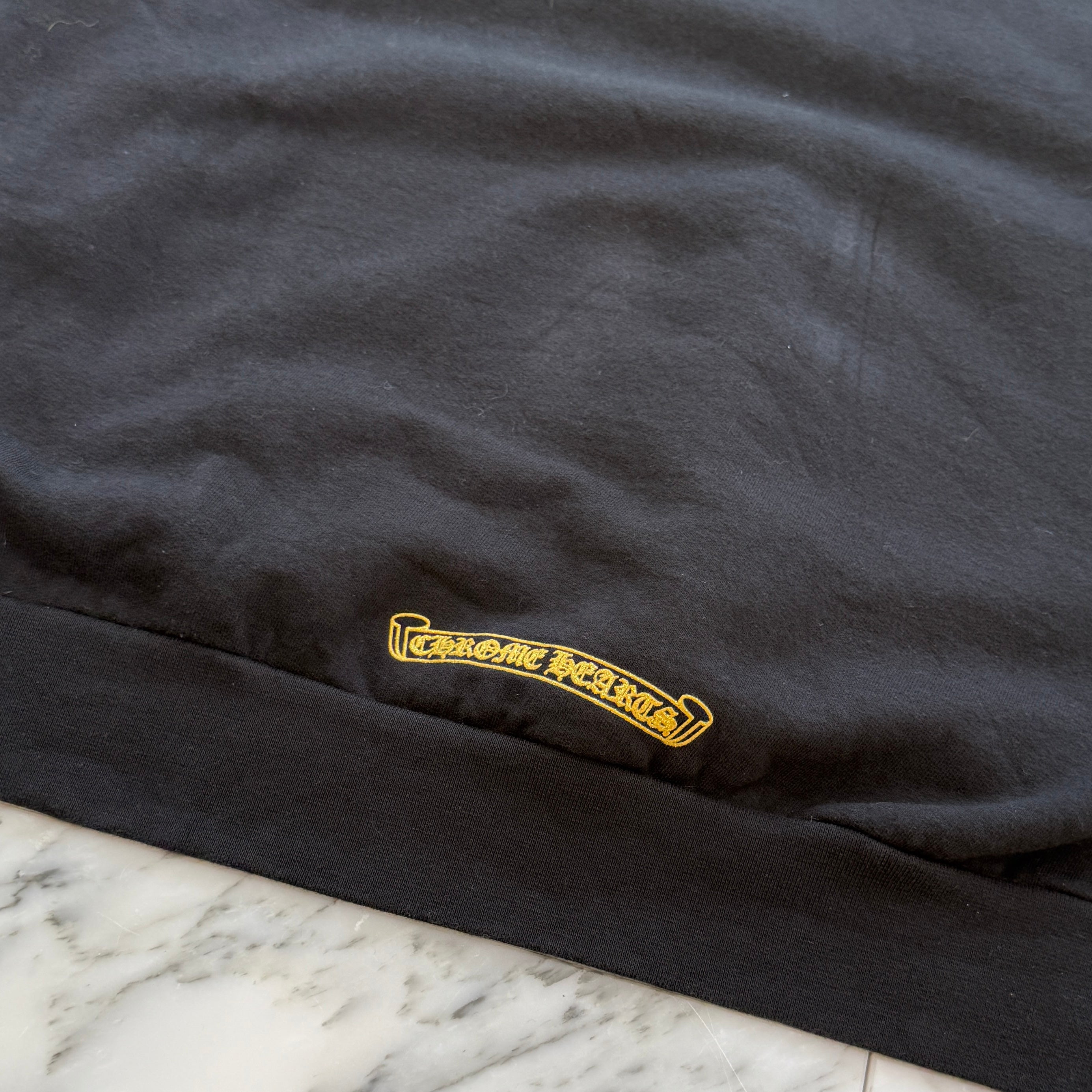 CHROME HEARTS 2024SS Online Limited Vertical Logo Gold Glitter Hoodie Size L クロムハーツ オンライン限定 ヴァーティカルロゴ ゴールドグリッターフーディ サイズL