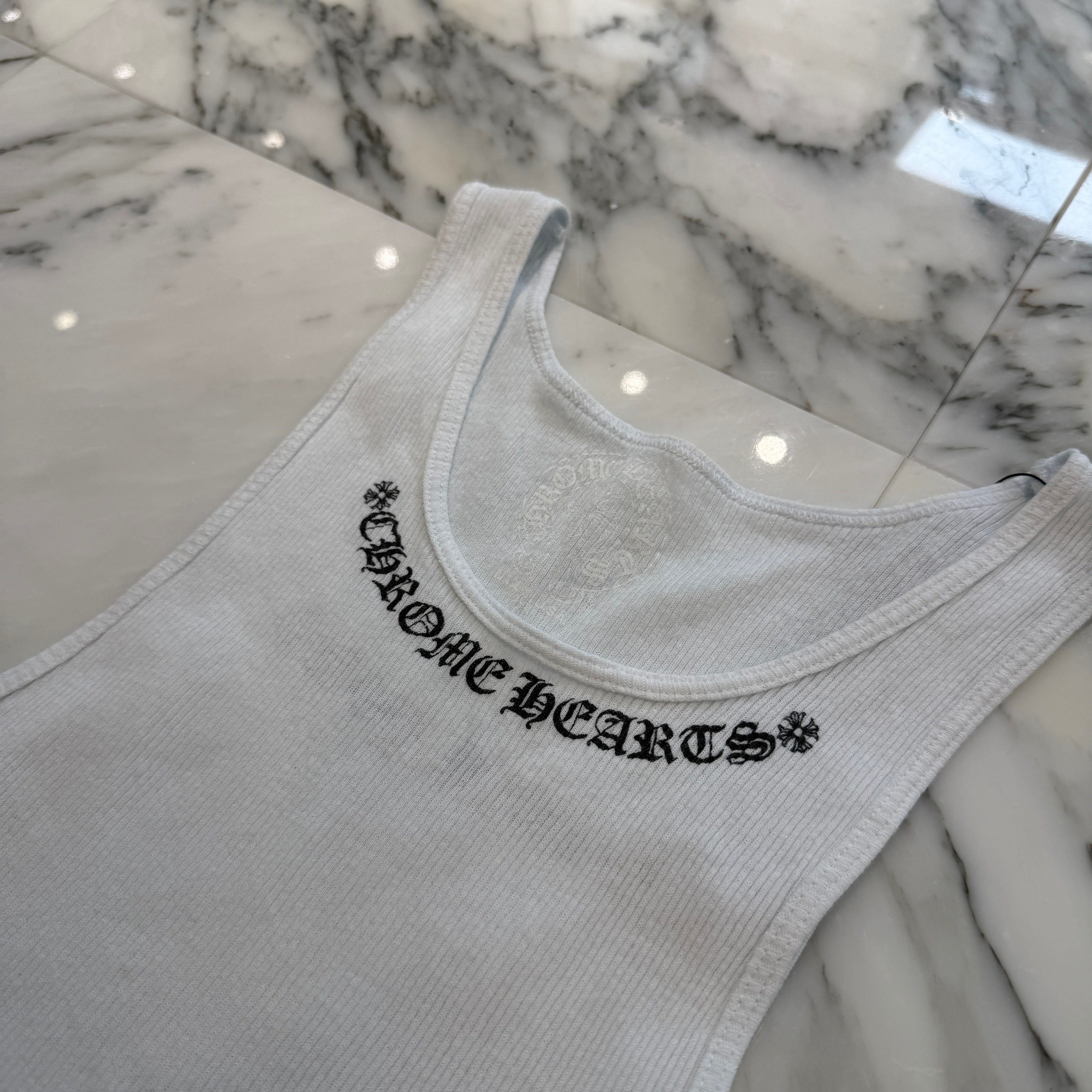 【新品】 Chrome Hearts Love You リブ タンクトップ S Chrome Hearts Love You Rib Tank White/Black Men's - SS25 - US