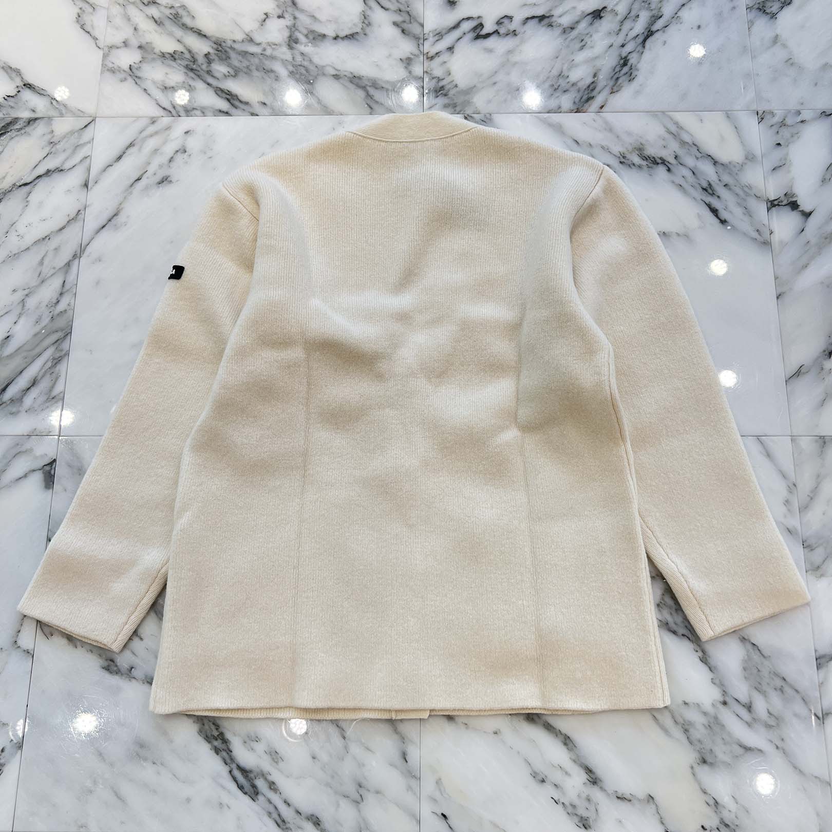 BALENCIAGA 2023AW Logo Patch Wool Knit Cardigan 771671 T1675 Size 1 バレンシアガ ロゴパッチ ウール ニットカーディガン サイズ1