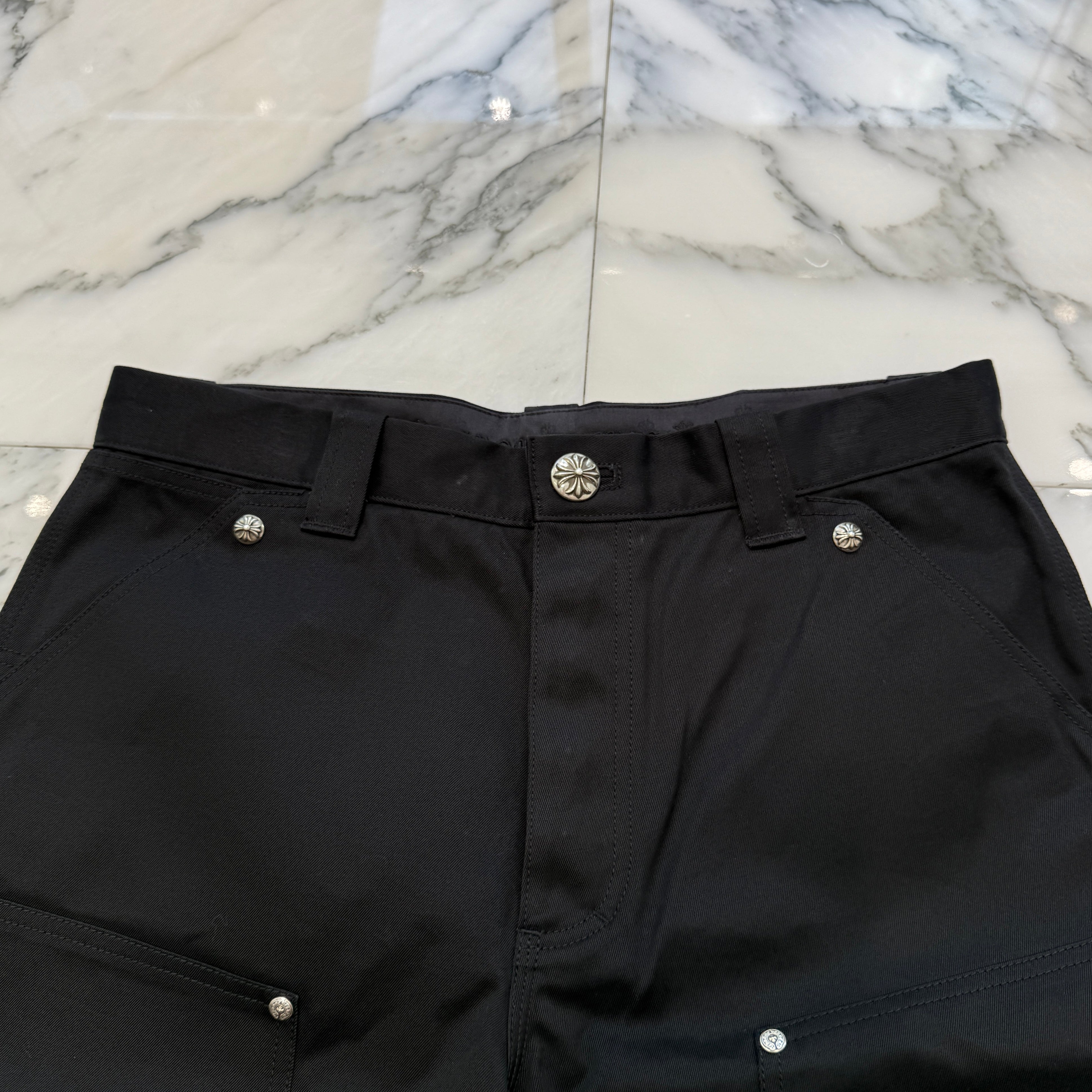 CHROME HEARTS Carpenter Cross Ball Button Denim Shorts Size 32 クロムハーツ カーペンター クロスボールボタン デニムショーツ サイズ32