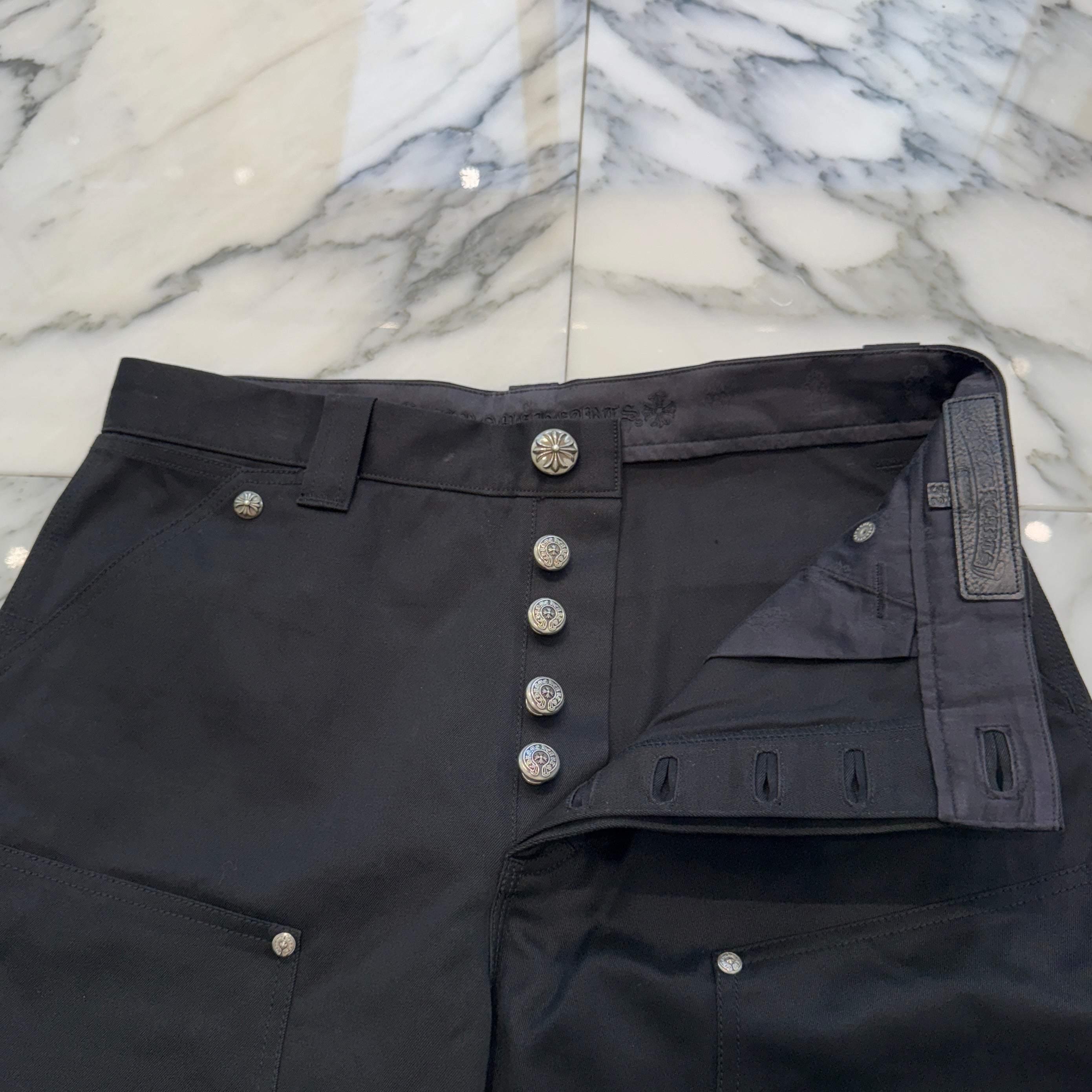 CHROME HEARTS Carpenter Cross Ball Button Denim Shorts Size 32 クロムハーツ カーペンター クロスボールボタン デニムショーツ サイズ32