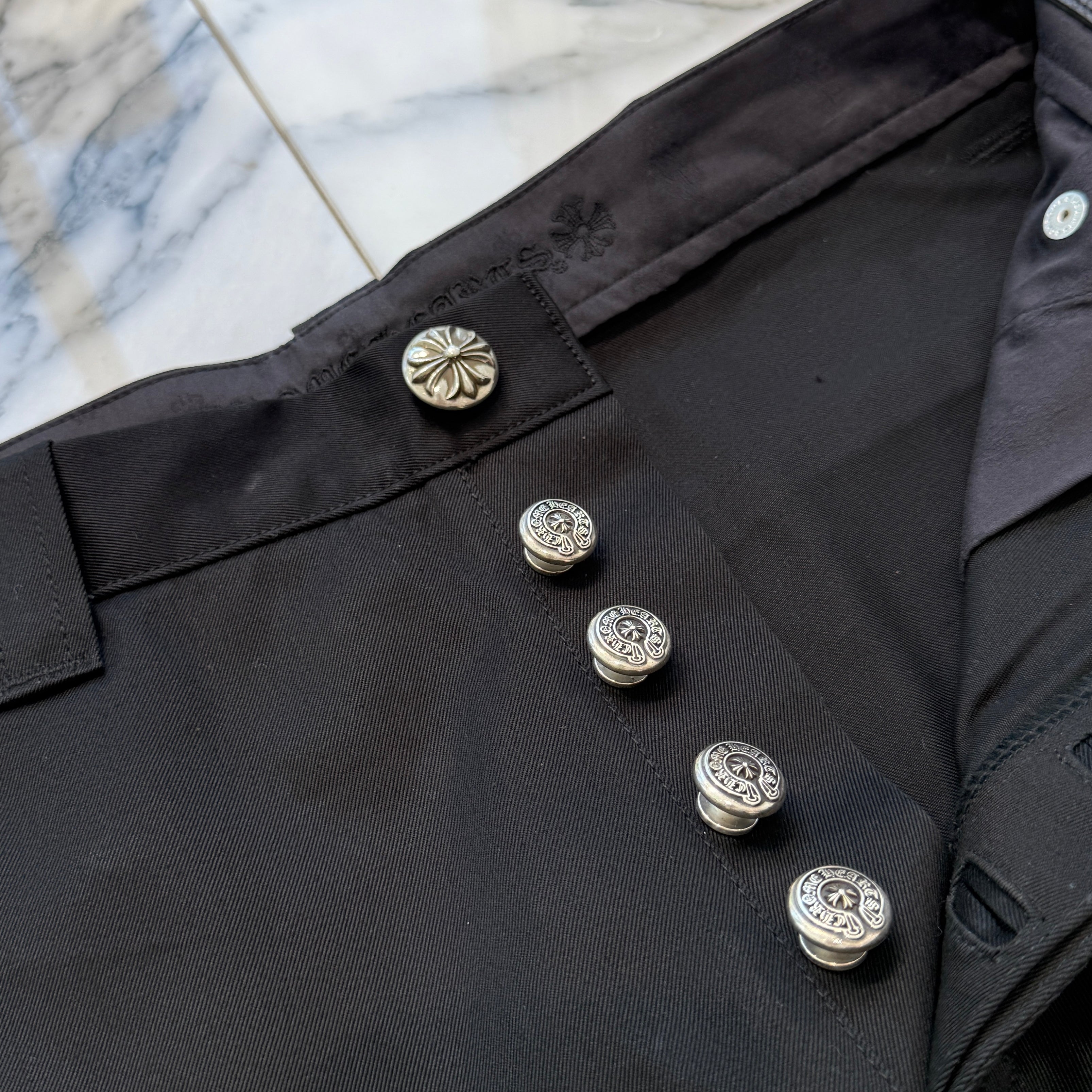 CHROME HEARTS Carpenter Cross Ball Button Denim Shorts Size 32 クロムハーツ カーペンター クロスボールボタン デニムショーツ サイズ32