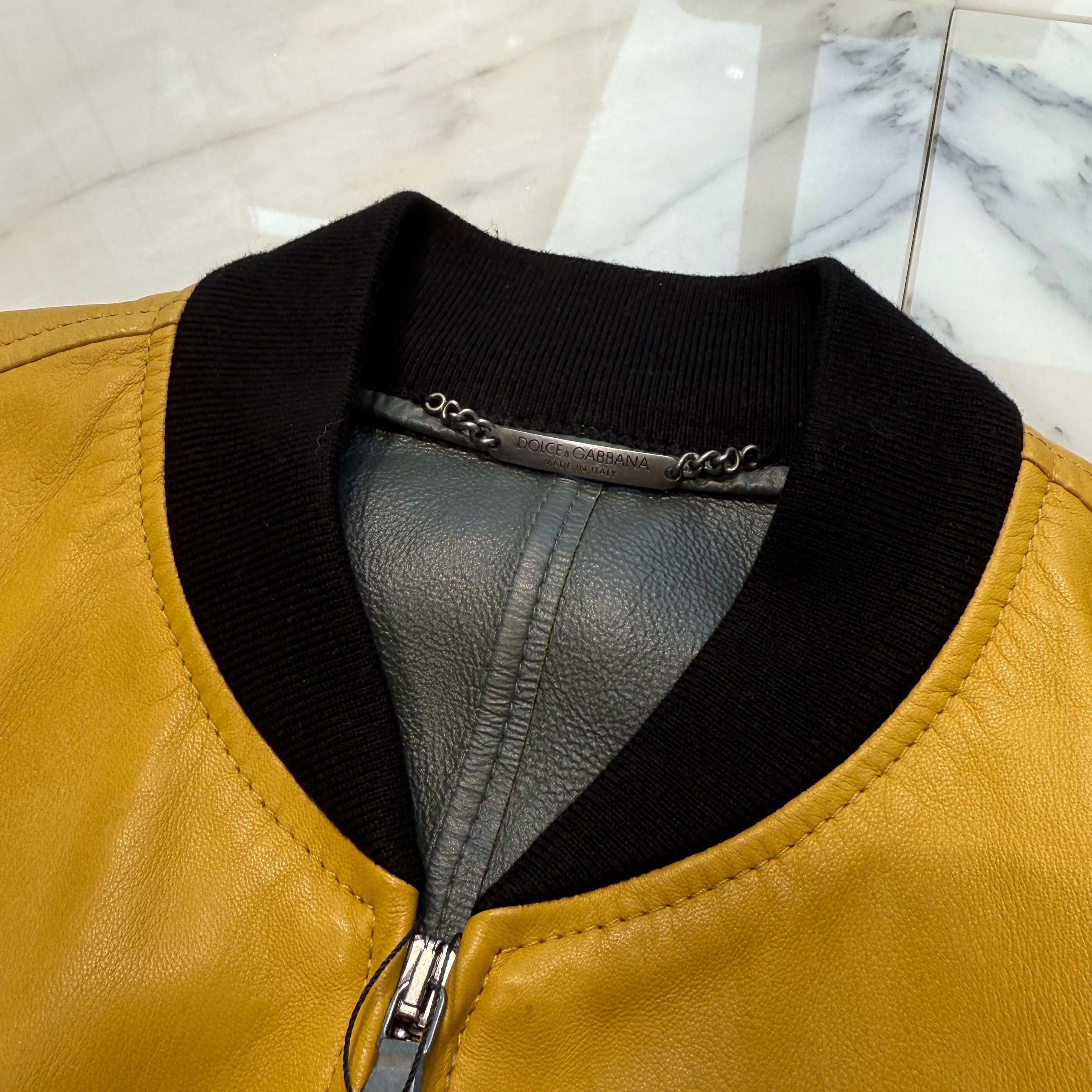 DOLCE＆GABBANA Sheep Leather Bomber Jacket G9HU5L FUL8G Size 48 ドルチェ＆ガッパーナ シープレザー ボンバージャケット