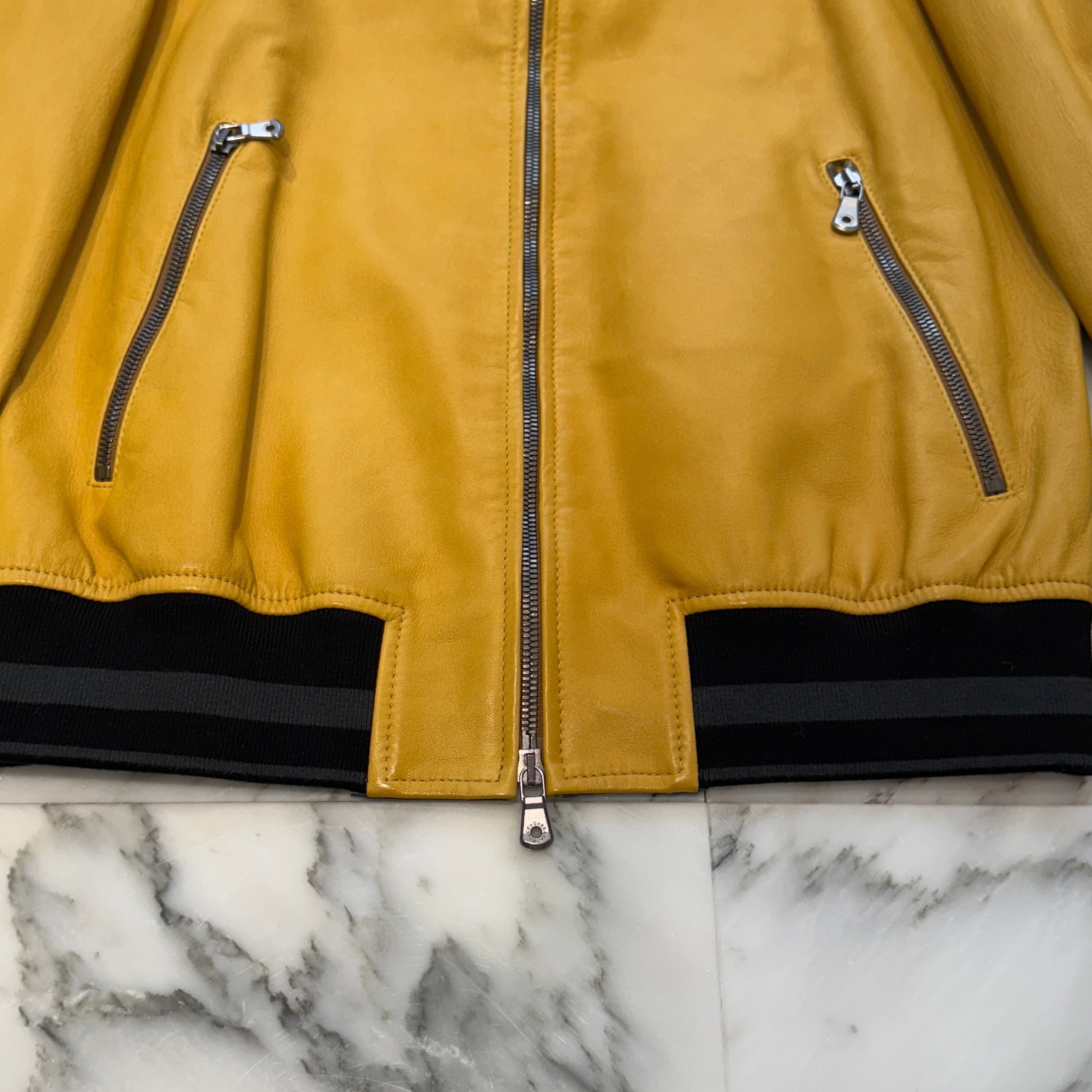 DOLCE＆GABBANA Sheep Leather Bomber Jacket G9HU5L FUL8G Size 48 ドルチェ＆ガッパーナ シープレザー ボンバージャケット