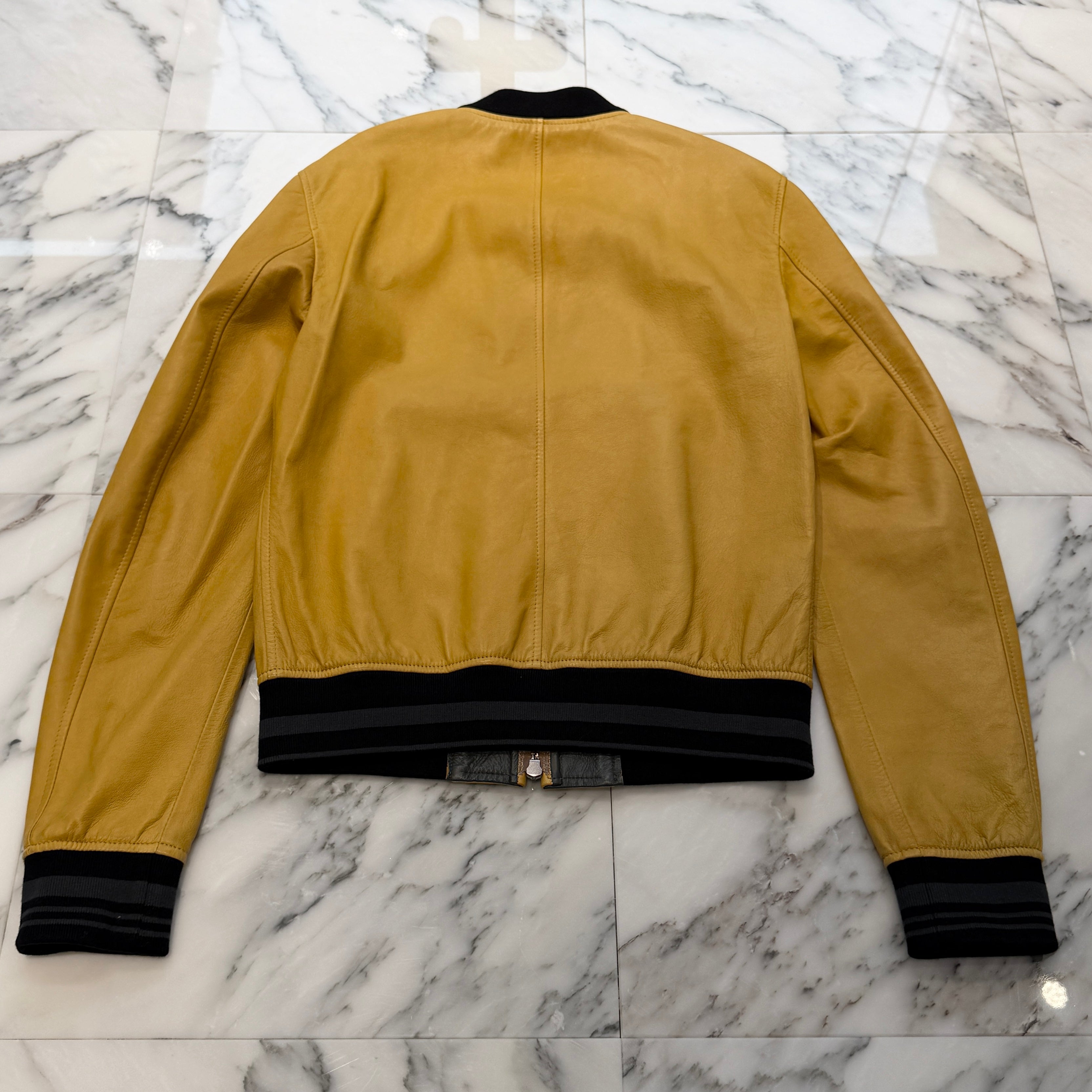 DOLCE＆GABBANA Sheep Leather Bomber Jacket G9HU5L FUL8G Size 48 ドルチェ＆ガッパーナ シープレザー ボンバージャケット