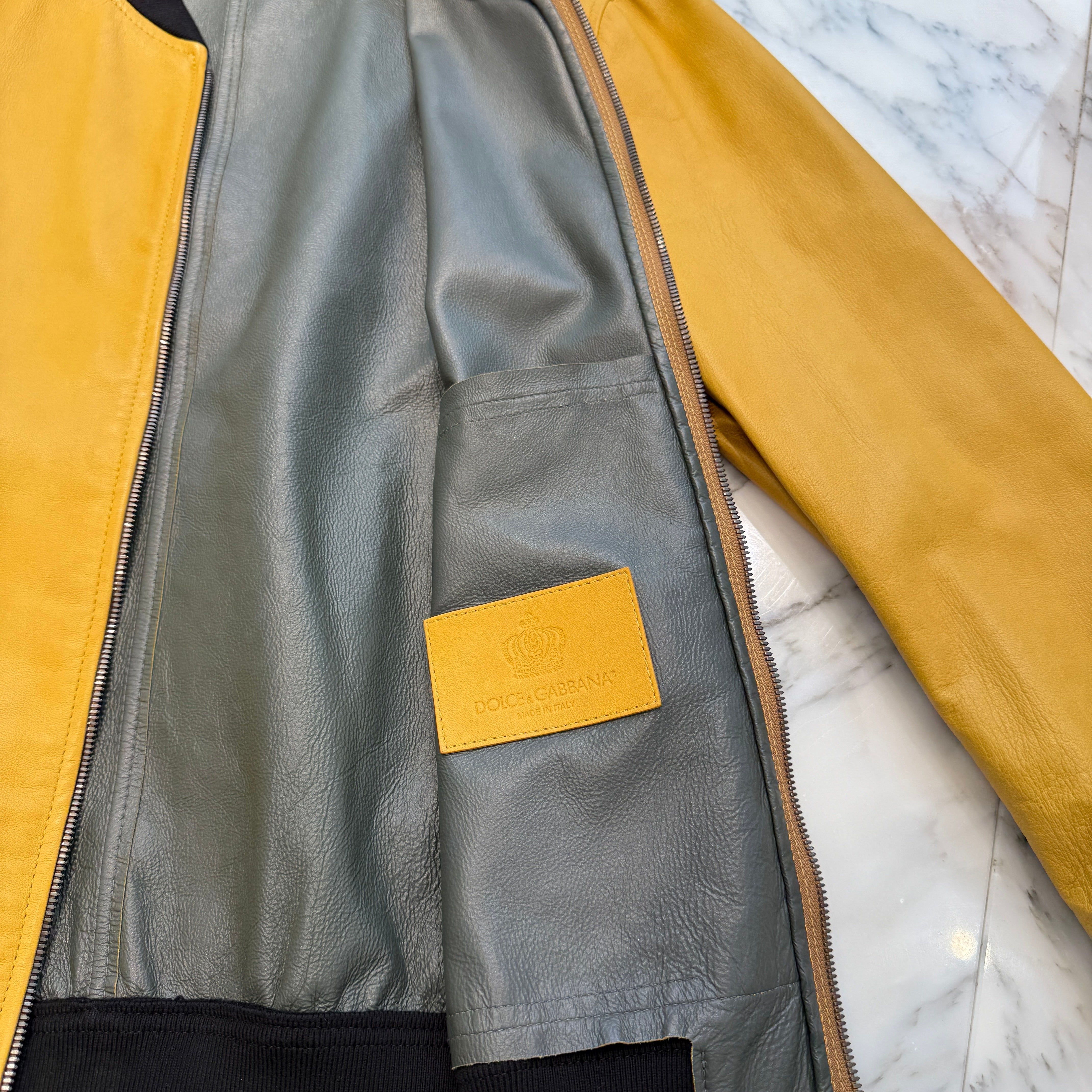 DOLCE＆GABBANA Sheep Leather Bomber Jacket G9HU5L FUL8G Size 48 ドルチェ＆ガッパーナ シープレザー ボンバージャケット