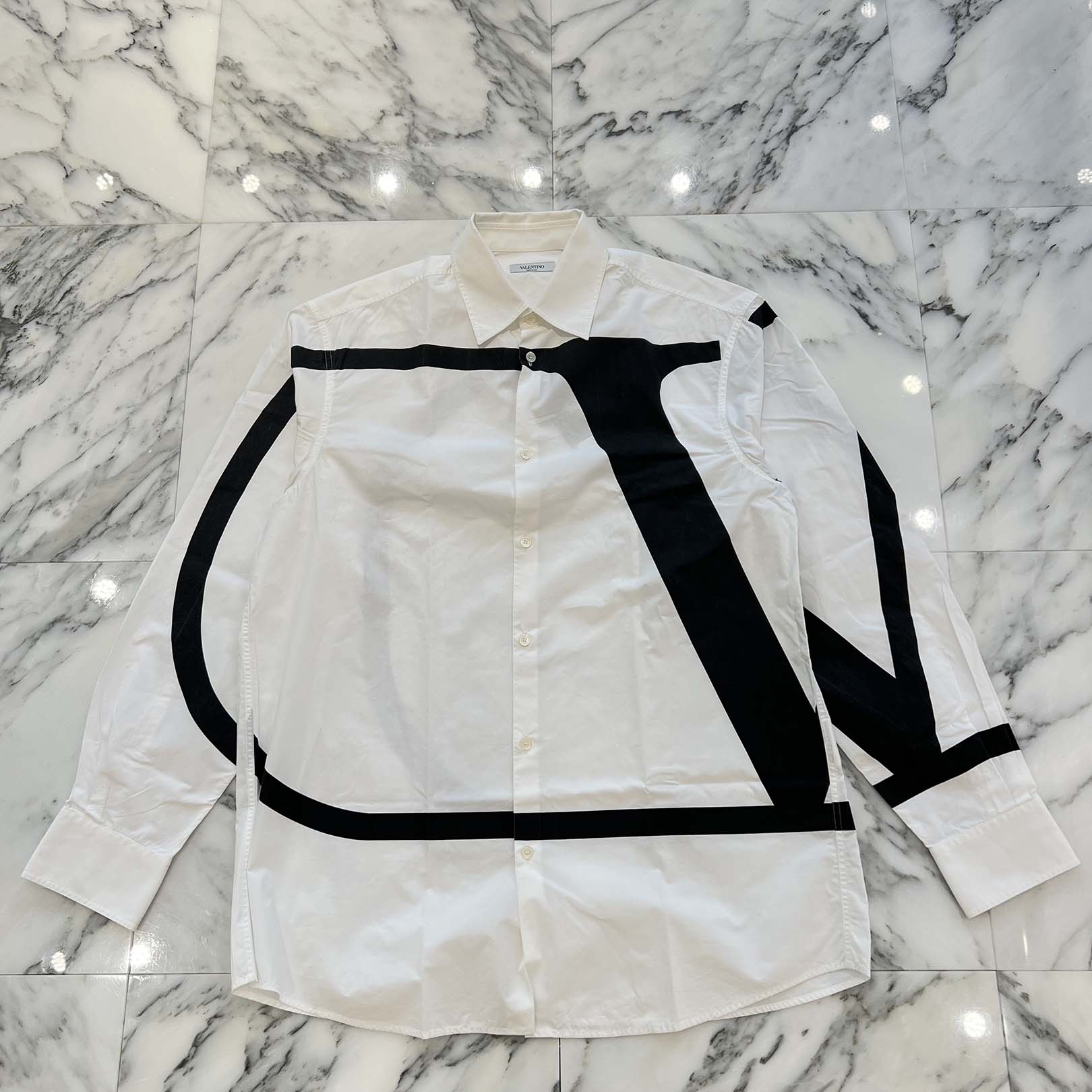 VALENTINO 2021AW V Logo Big Print Long Sleeve Shirt WV3ABA957KJ Size 38 ヴァレンティノ Vロゴ ビッグプリント ロングスリーブシャツ サイズ38