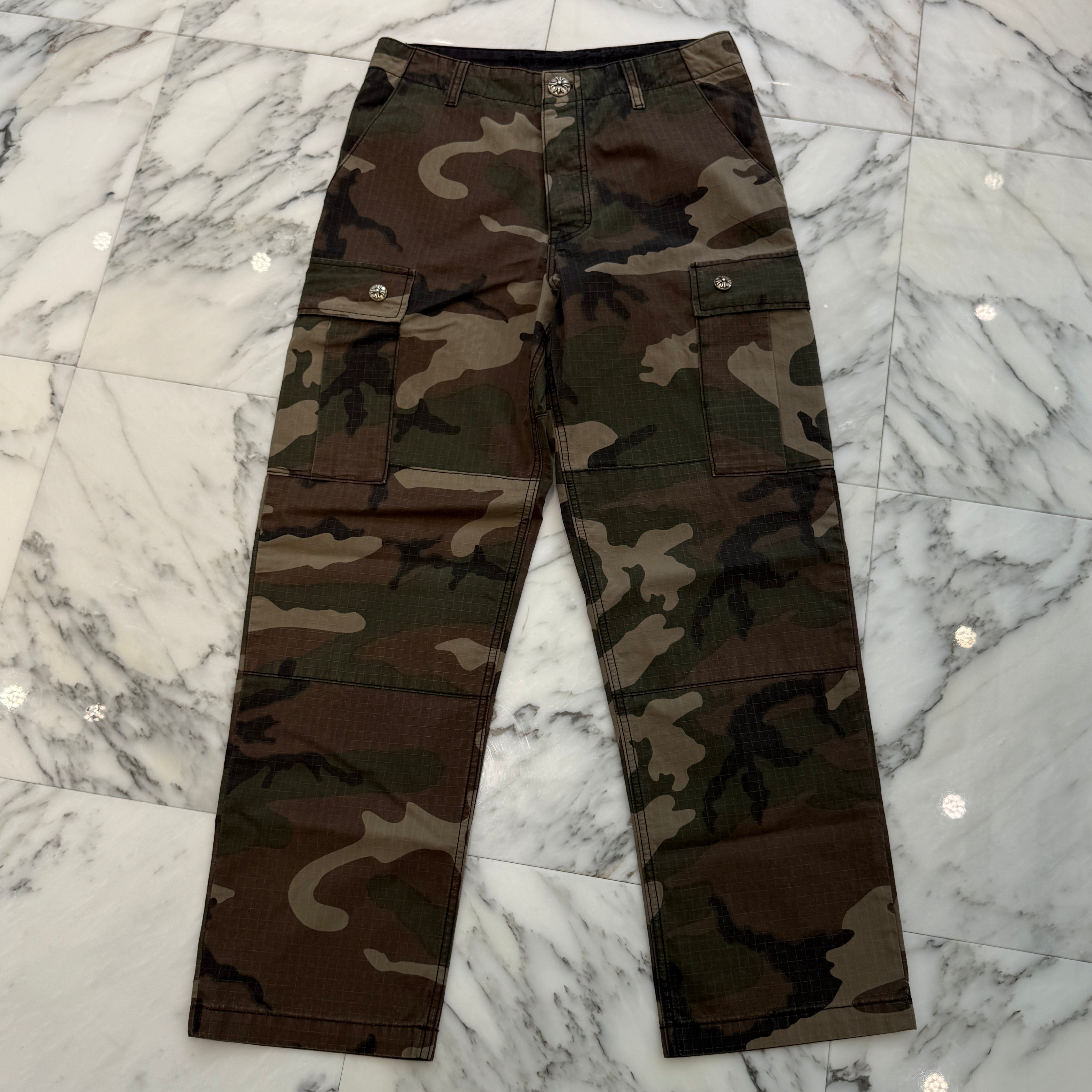 CHROME HEARTS Cross Ball Button Camo Cargo Pants Size 30 クロムハーツ クロスボールボタン カモ カーゴパンツ サイズ30