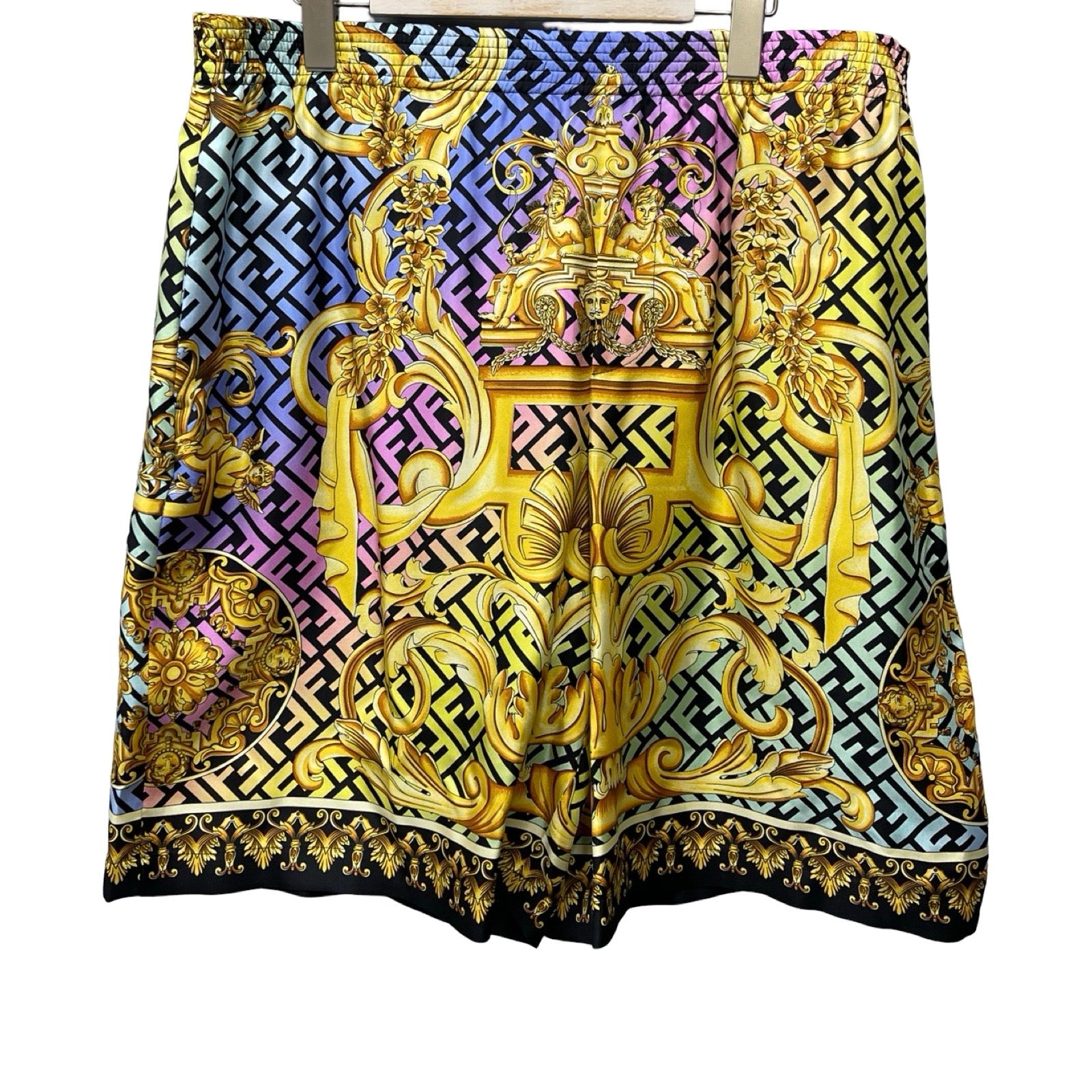 FENDI × VERSACE 2022SS FENDACE Baroque Silk Shorts 1004845-1A04381 Size 54