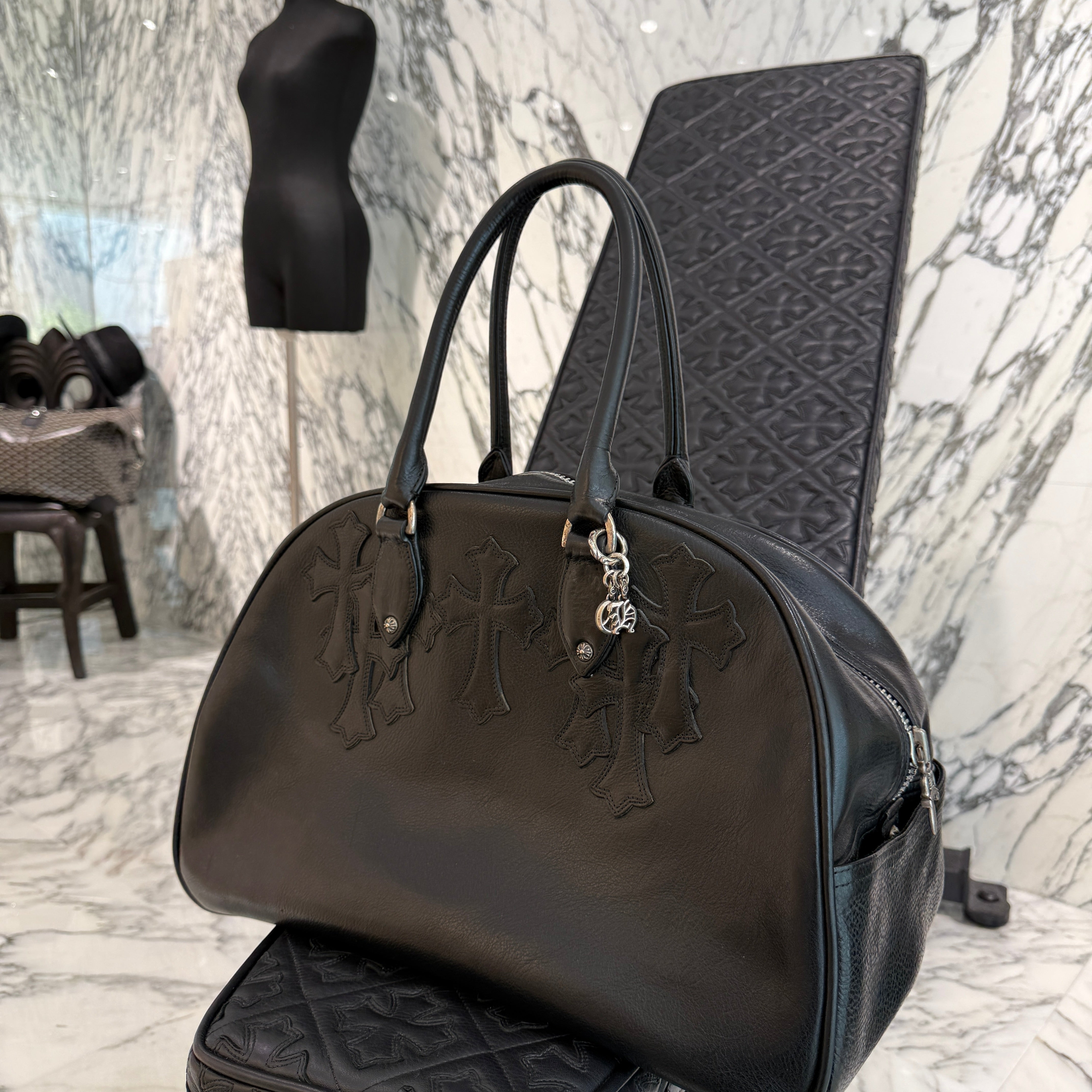 CHROME HEARTS Medium GYM Cemetery Cross Patch Hand Bag クロムハーツ ミディアム ジム セメタリークロスパッチ ハンドバッグ