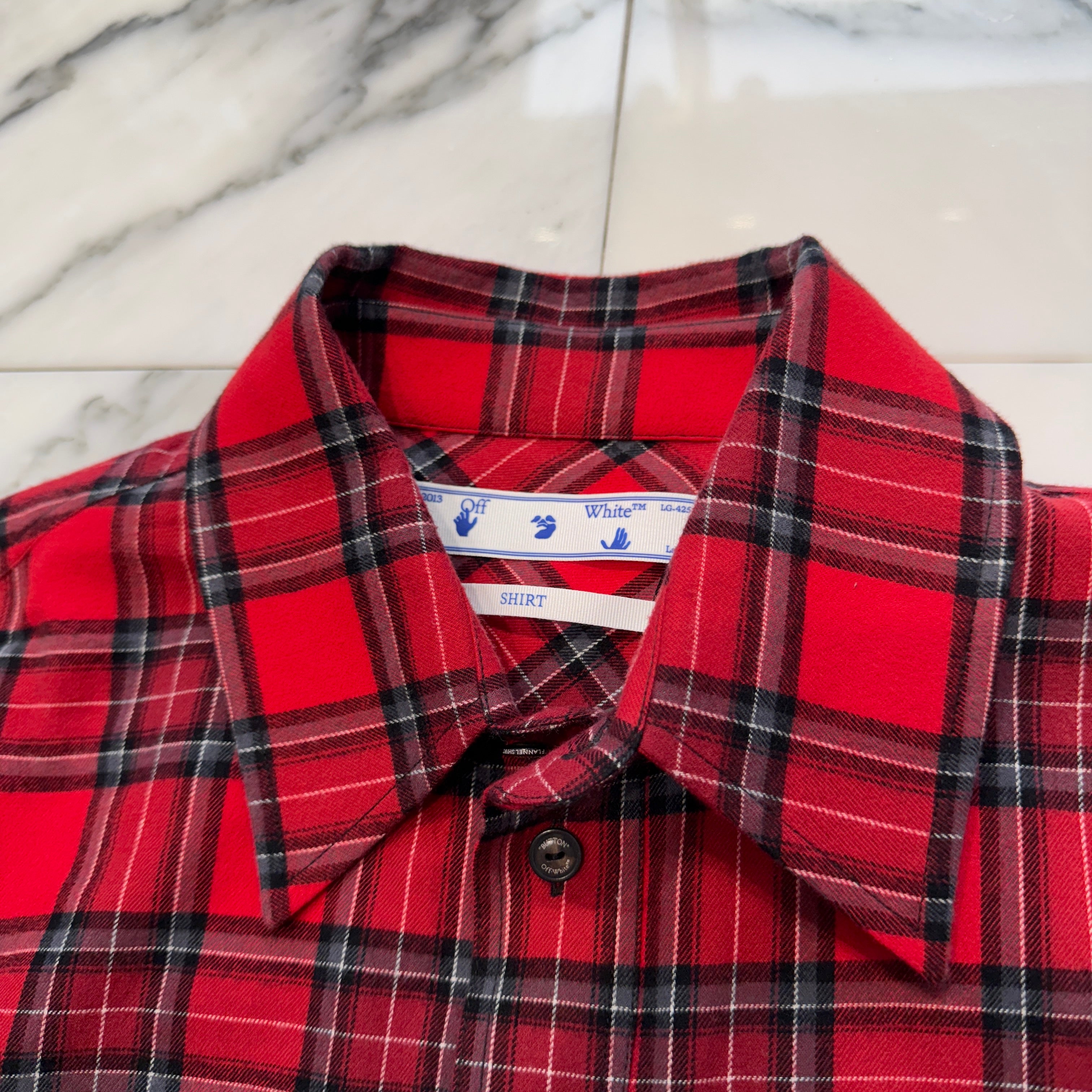 OFF-WHITE 2021SS Diagram Print Tartan Check Shirt OMGA133S21FAB001 Size M オフホワイト ダイアグラム プリント タータン チェックシャツ サイズM