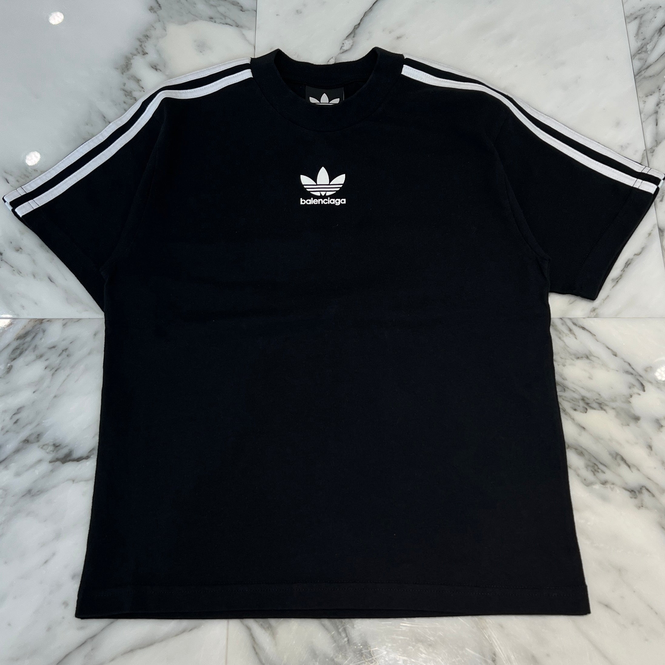 BALENCIAGA × adidas 2023SS 3 Stripe Front Logo Tee 731861 TNVT5 Size10 バレンシアガ×アディダス 3ストライプ フロントロゴ Tシャツ サイズ10