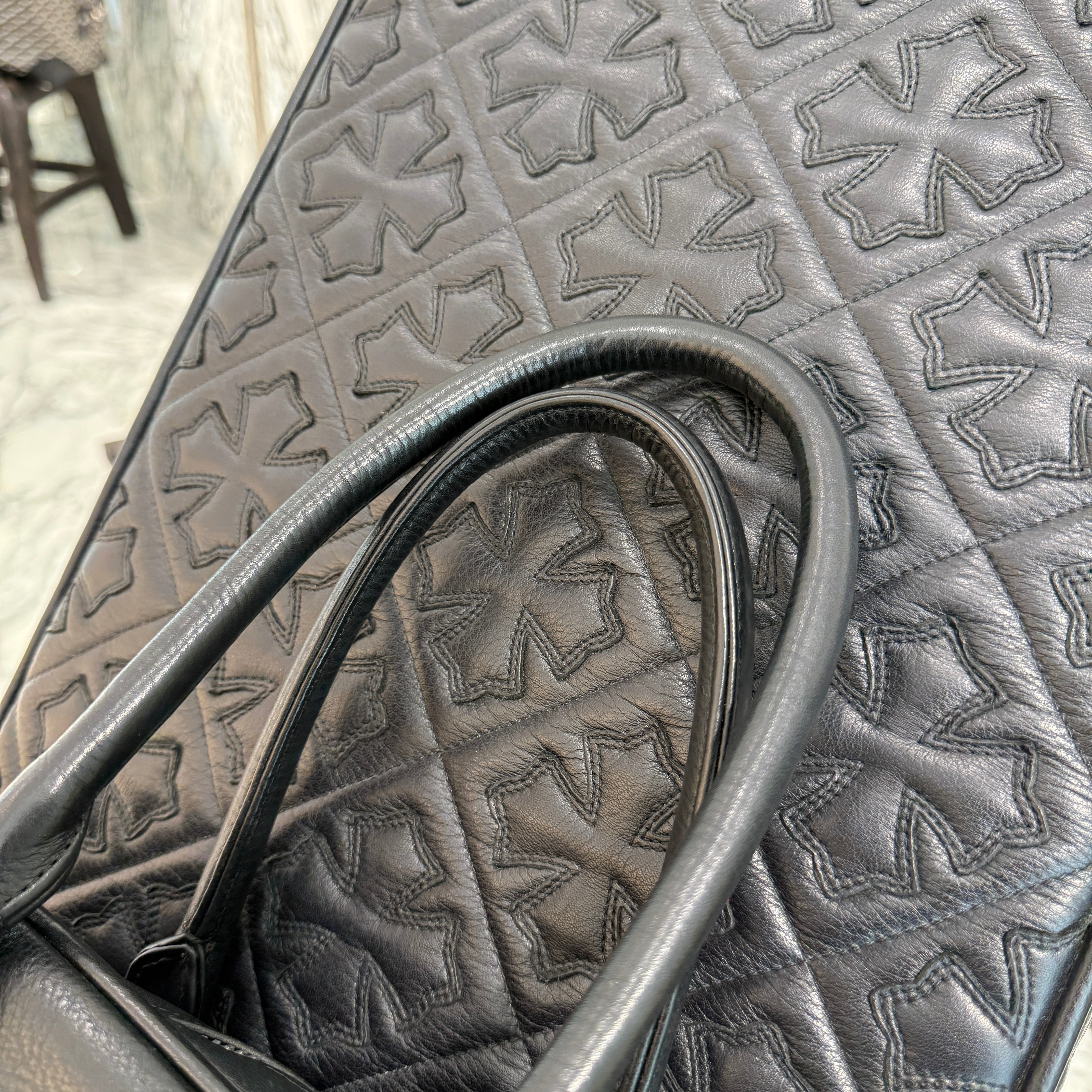 CHROME HEARTS Medium GYM Cemetery Cross Patch Hand Bag クロムハーツ ミディアム ジム セメタリークロスパッチ ハンドバッグ