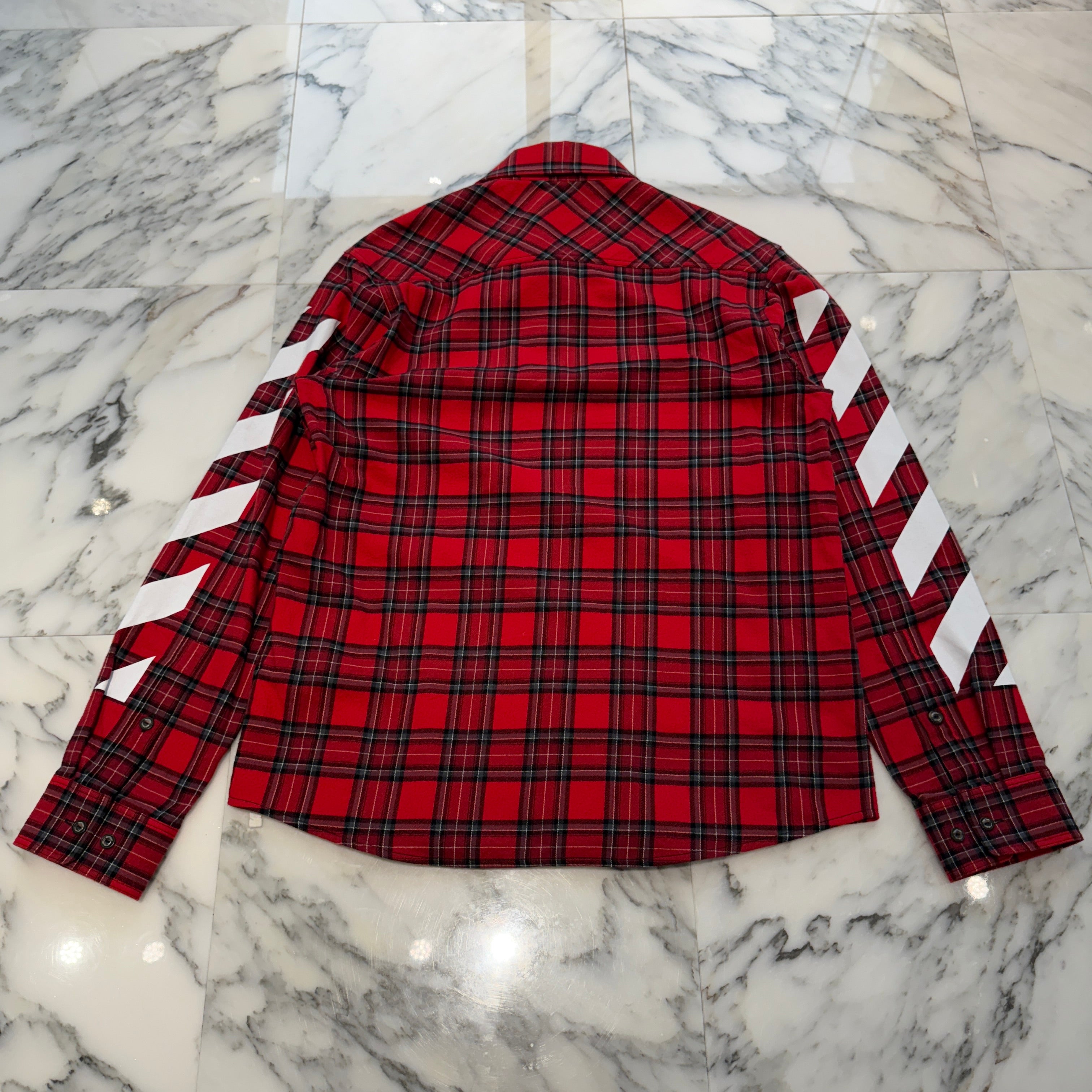 OFF-WHITE 2021SS Diagram Print Tartan Check Shirt OMGA133S21FAB001 Size M オフホワイト ダイアグラム プリント タータン チェックシャツ サイズM