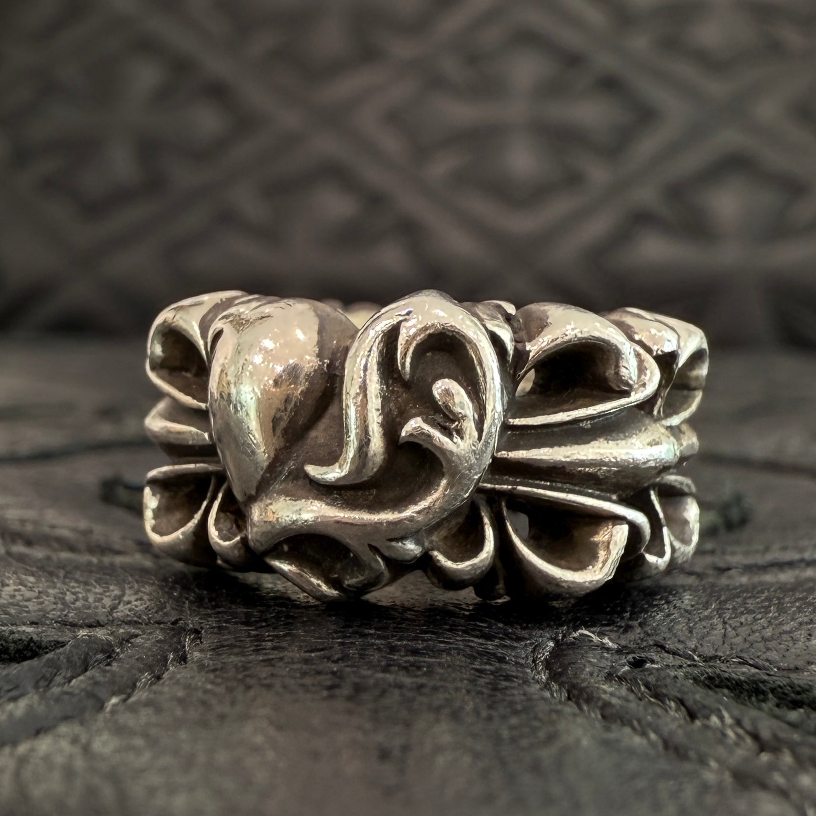 CHROME HEARTS DBL FLRL CRS HRT Ring Size 7号 クロムハーツ ダブルフローラルクロスハート リング シルバー925 サイズ7号