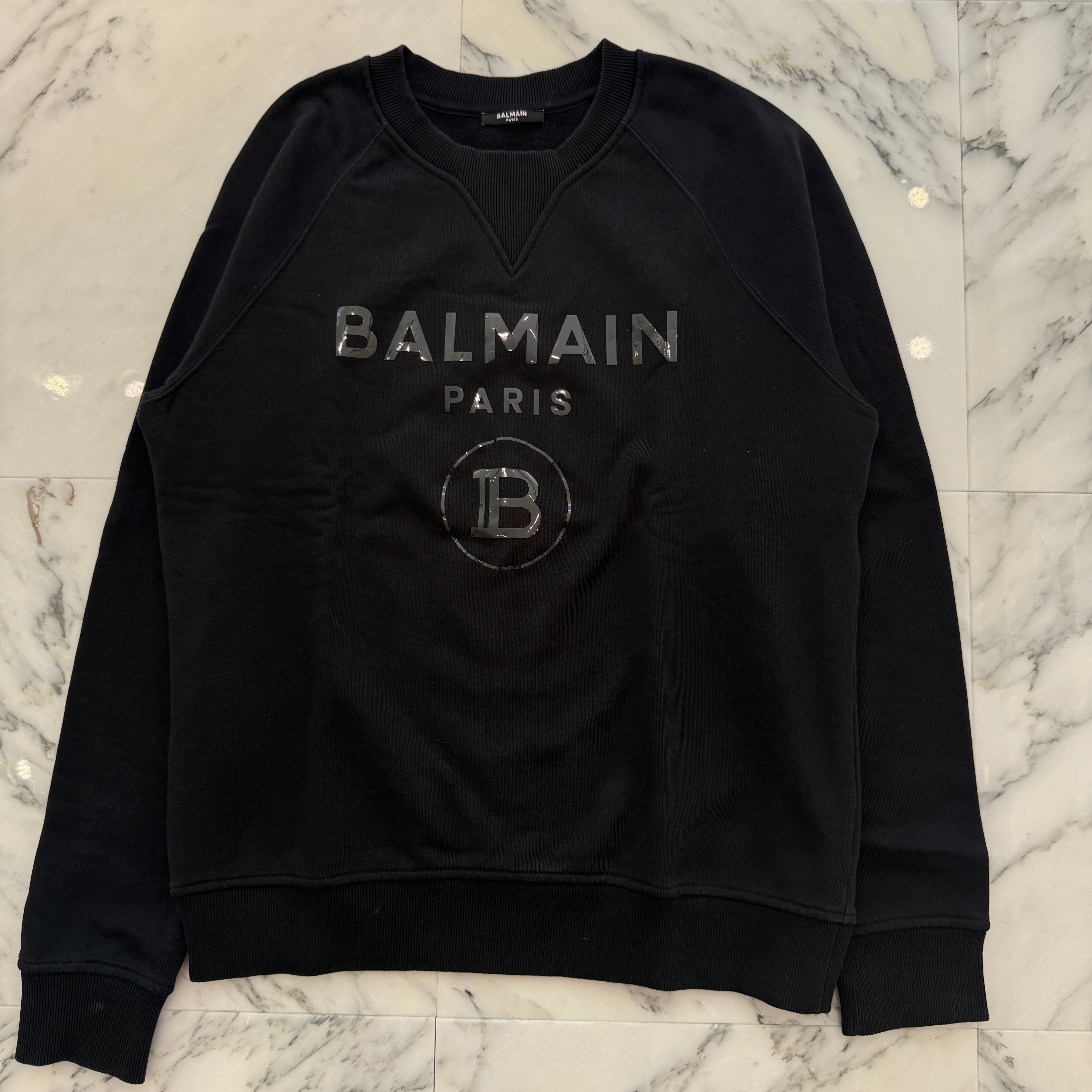 BALMAIN 2023AW Metallic Flock Logo Sweatshirt 32791340 Size XL バルマン メタリック フロッキー ロゴ スウェットシャツ サイズXL