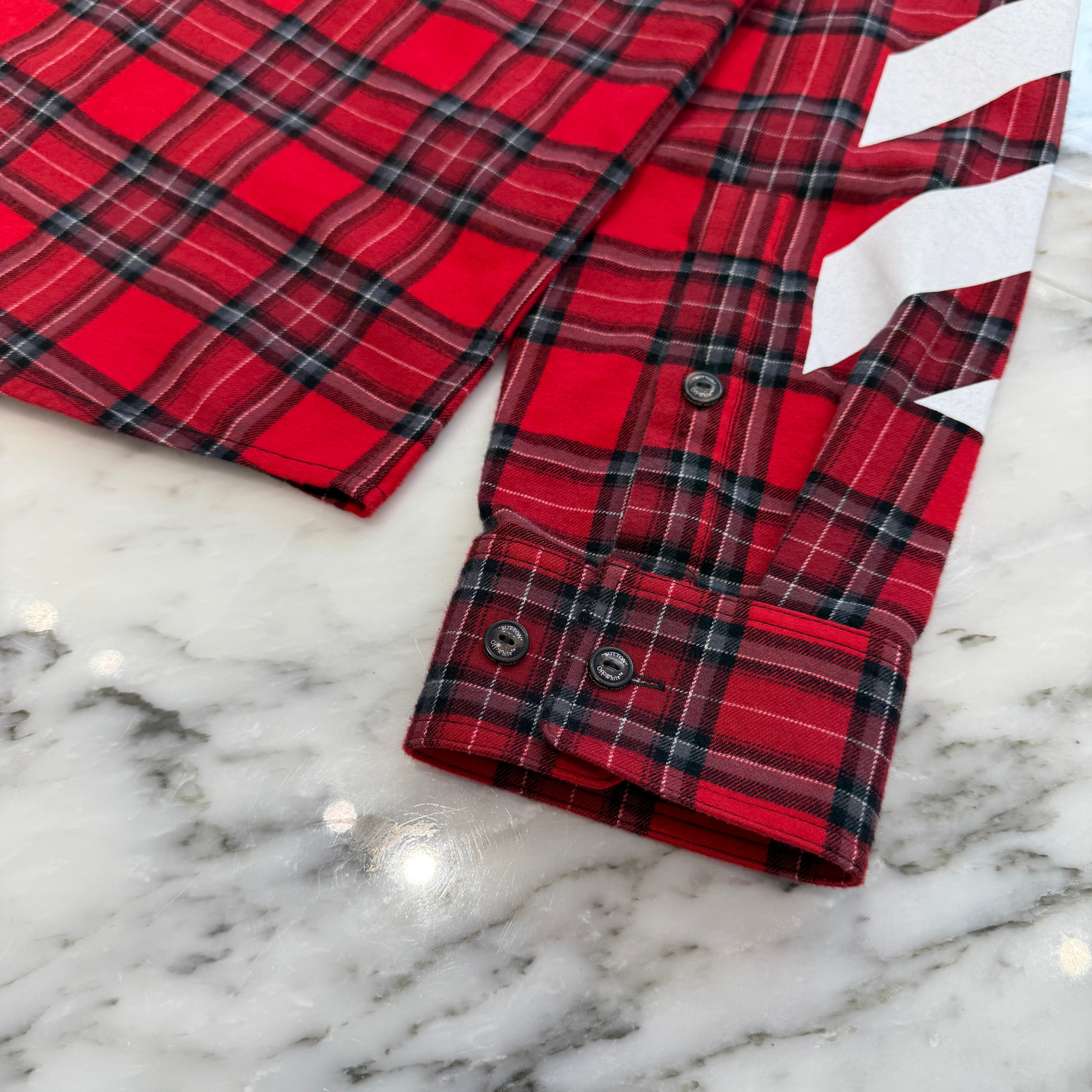 OFF-WHITE 2021SS Diagram Print Tartan Check Shirt OMGA133S21FAB001 Size M オフホワイト ダイアグラム プリント タータン チェックシャツ サイズM