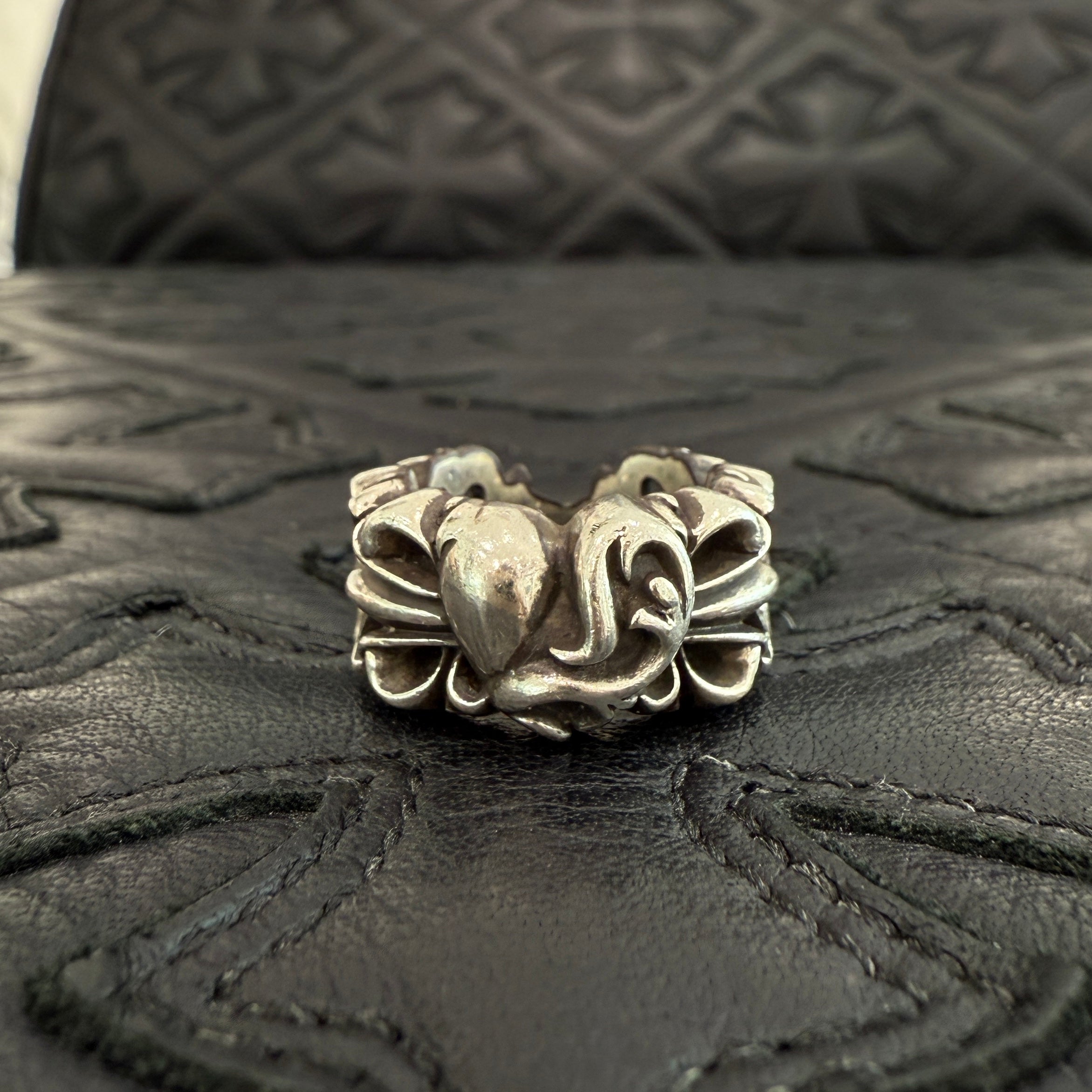 CHROME HEARTS DBL FLRL CRS HRT Ring Size 7号 クロムハーツ ダブルフローラルクロスハート リング シルバー925 サイズ7号