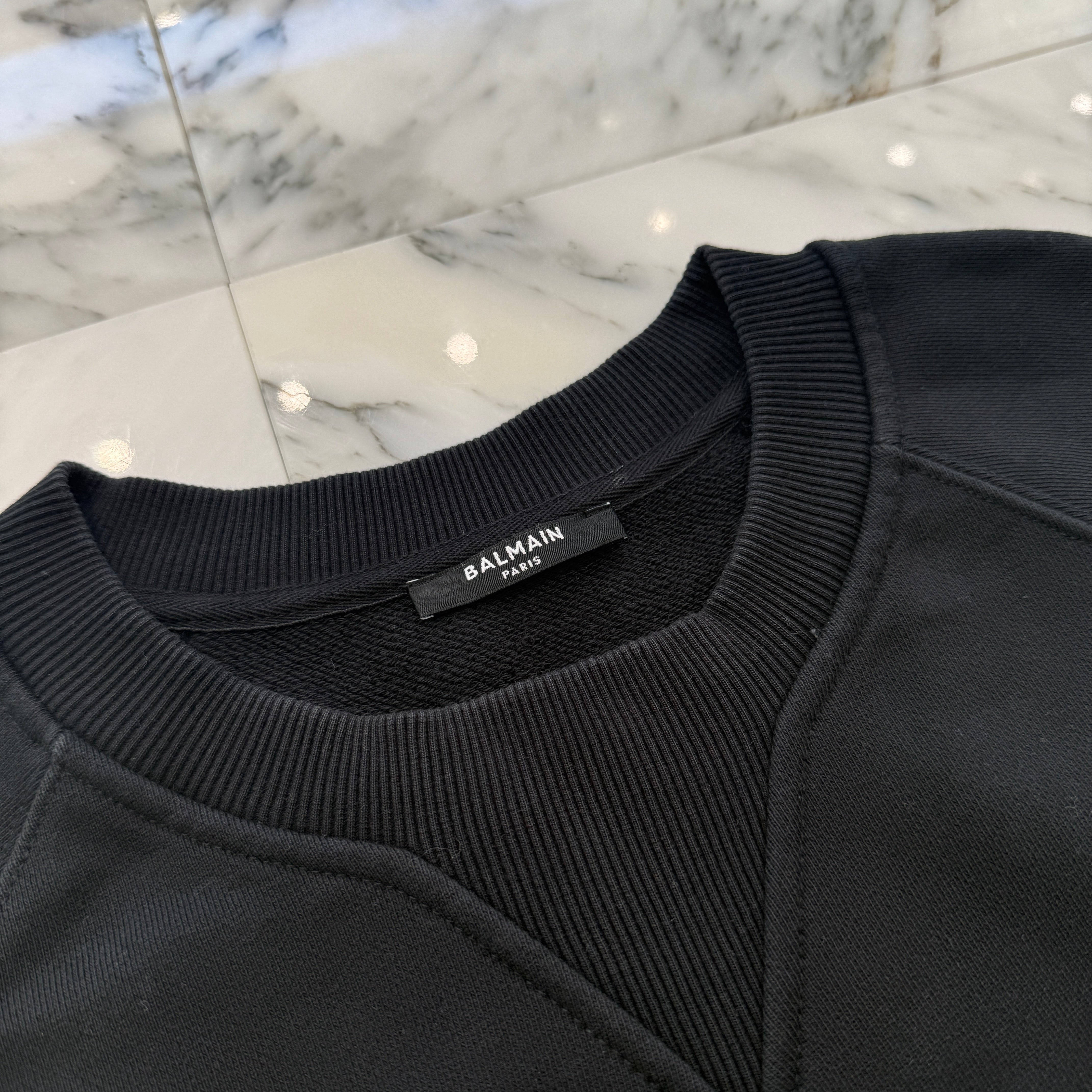 BALMAIN 2023AW Metallic Flock Logo Sweatshirt 32791340 Size XL バルマン メタリック フロッキー ロゴ スウェットシャツ サイズXL