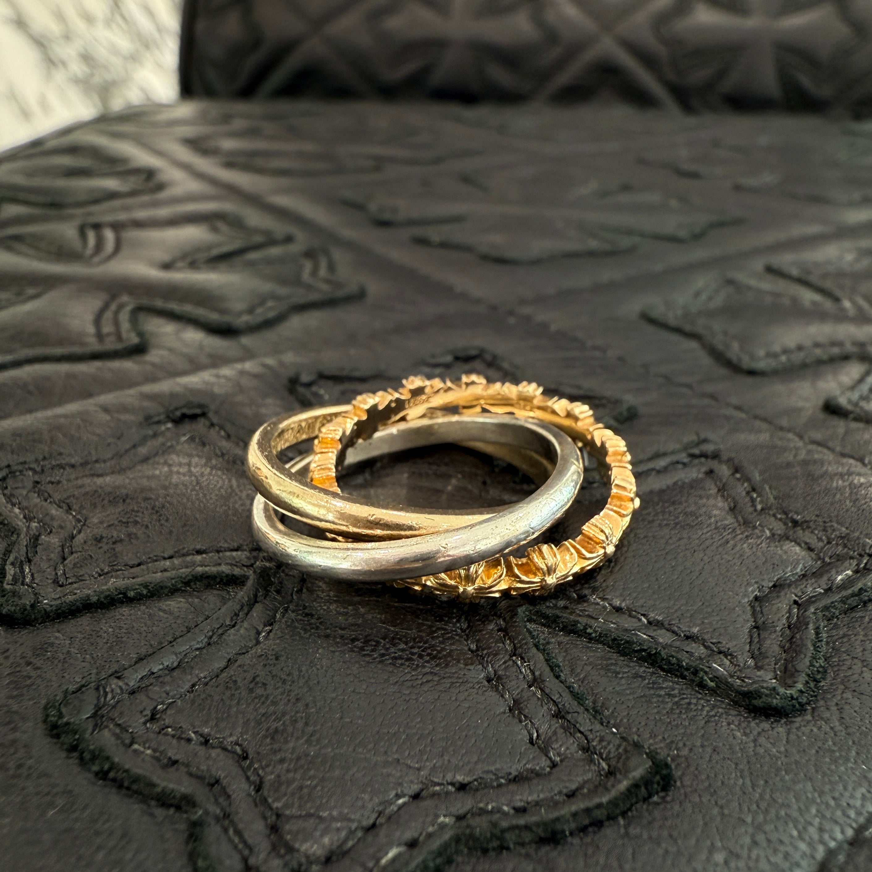 CHROME HEARTS 22K / SILVER 925 TINY E CH PLS BAND TRPL Combination Ring Size 17号 クロムハーツ タイニーE CHプラス バンド トリプルコンビ リング サイズ17号