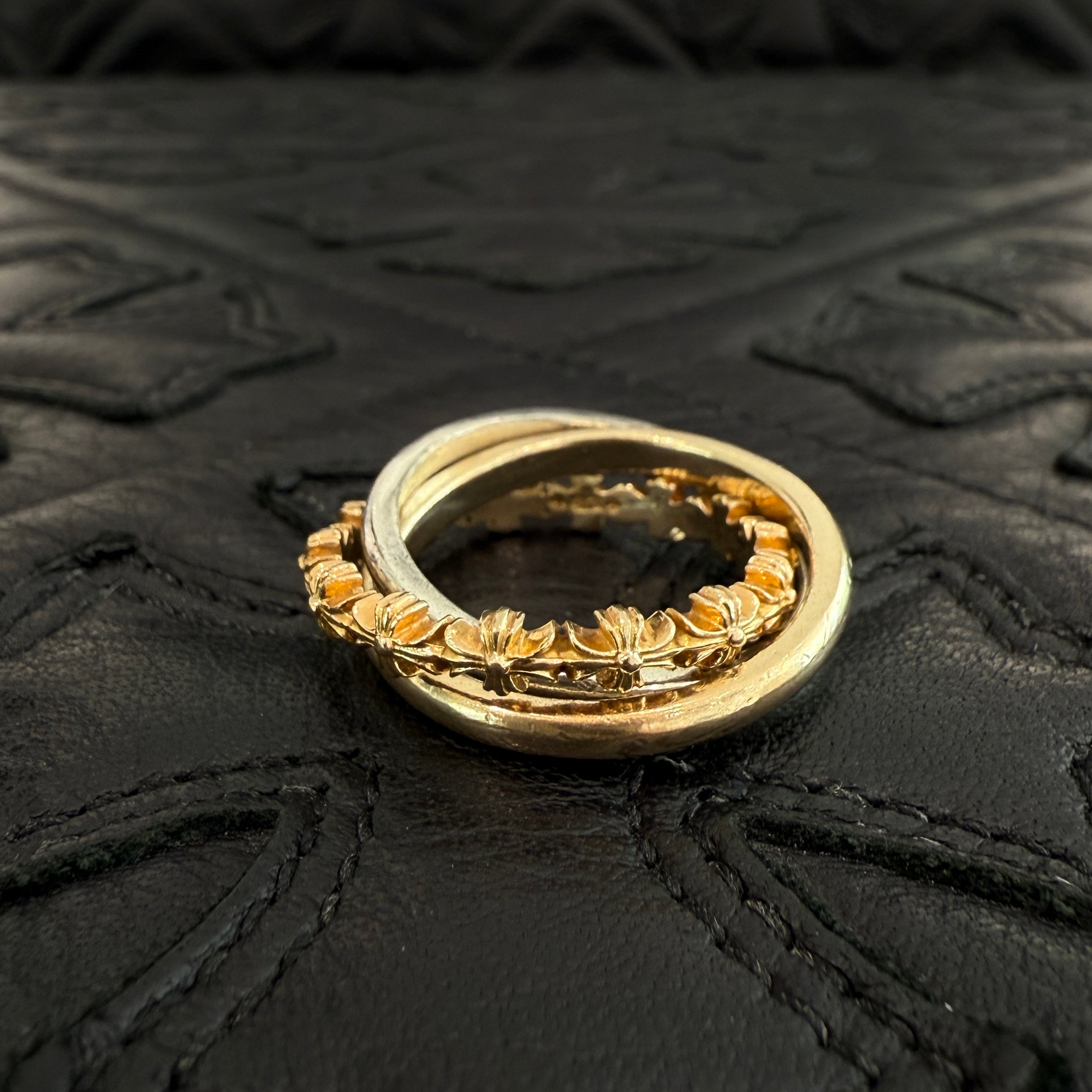 CHROME HEARTS 22K / SILVER 925 TINY E CH PLS BAND TRPL Combination Ring Size 17号 クロムハーツ タイニーE CHプラス バンド トリプルコンビ リング サイズ17号