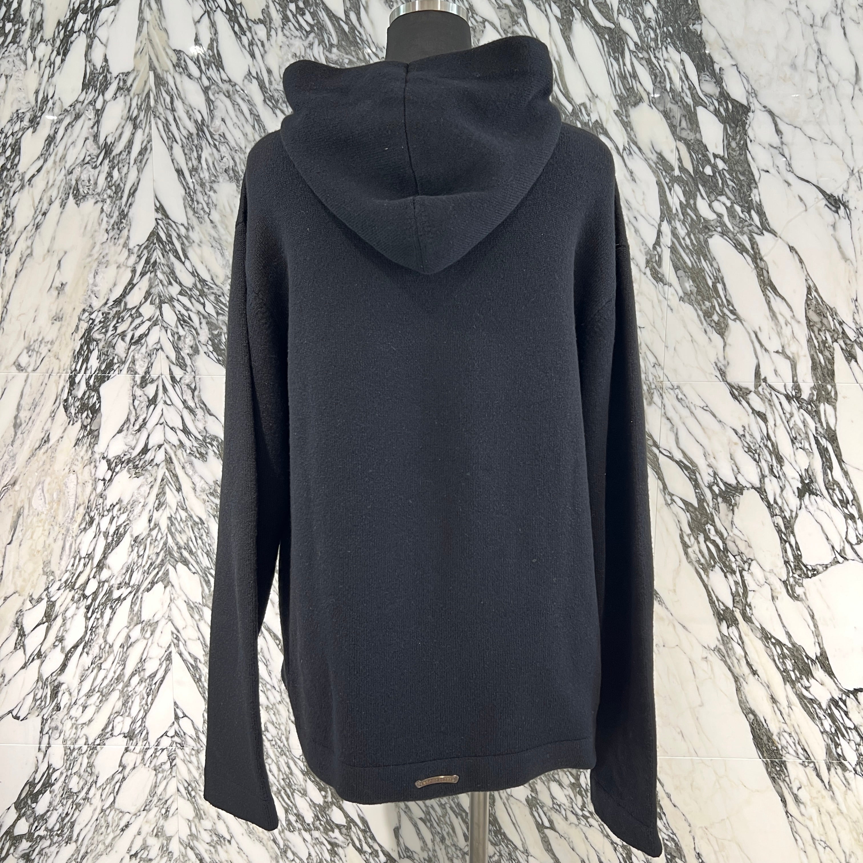 CHROME HEARTS Y NOT King Taco 3 Cemetery Cross Leather Patch Cashmere Pullover Hoodie Size L クロムハーツ ワイノット キングタコ 3セメタリークロス レザーパッチ カシミア プルオーバーフーディー サイズL