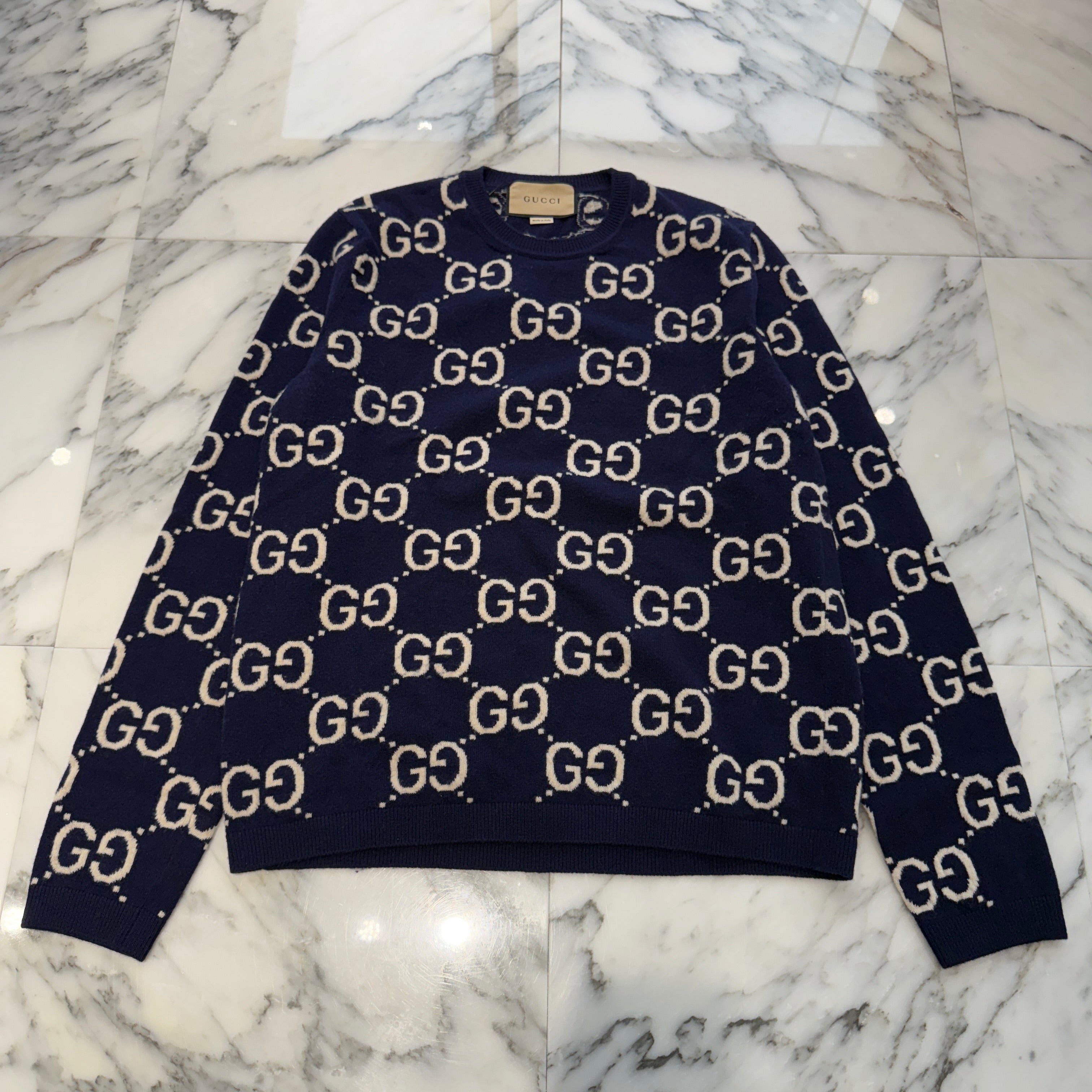 GUCCI 2024AW GG Wool Jacquard Knit Sweater692900 XKCC5 Size M グッチ GG ウール ジャカード ニットセーター サイズM