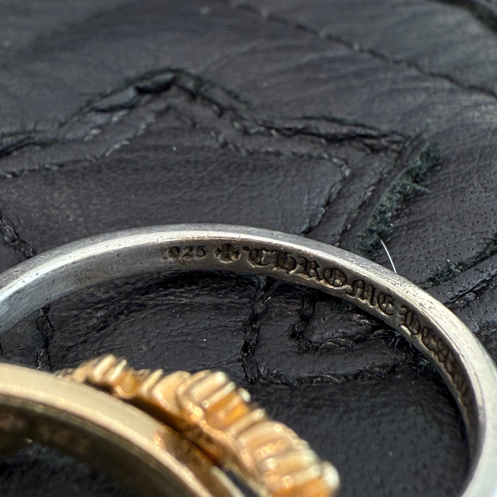 CHROME HEARTS 22K / SILVER 925 TINY E CH PLS BAND TRPL Combination Ring Size 17号 クロムハーツ タイニーE CHプラス バンド トリプルコンビ リング サイズ17号