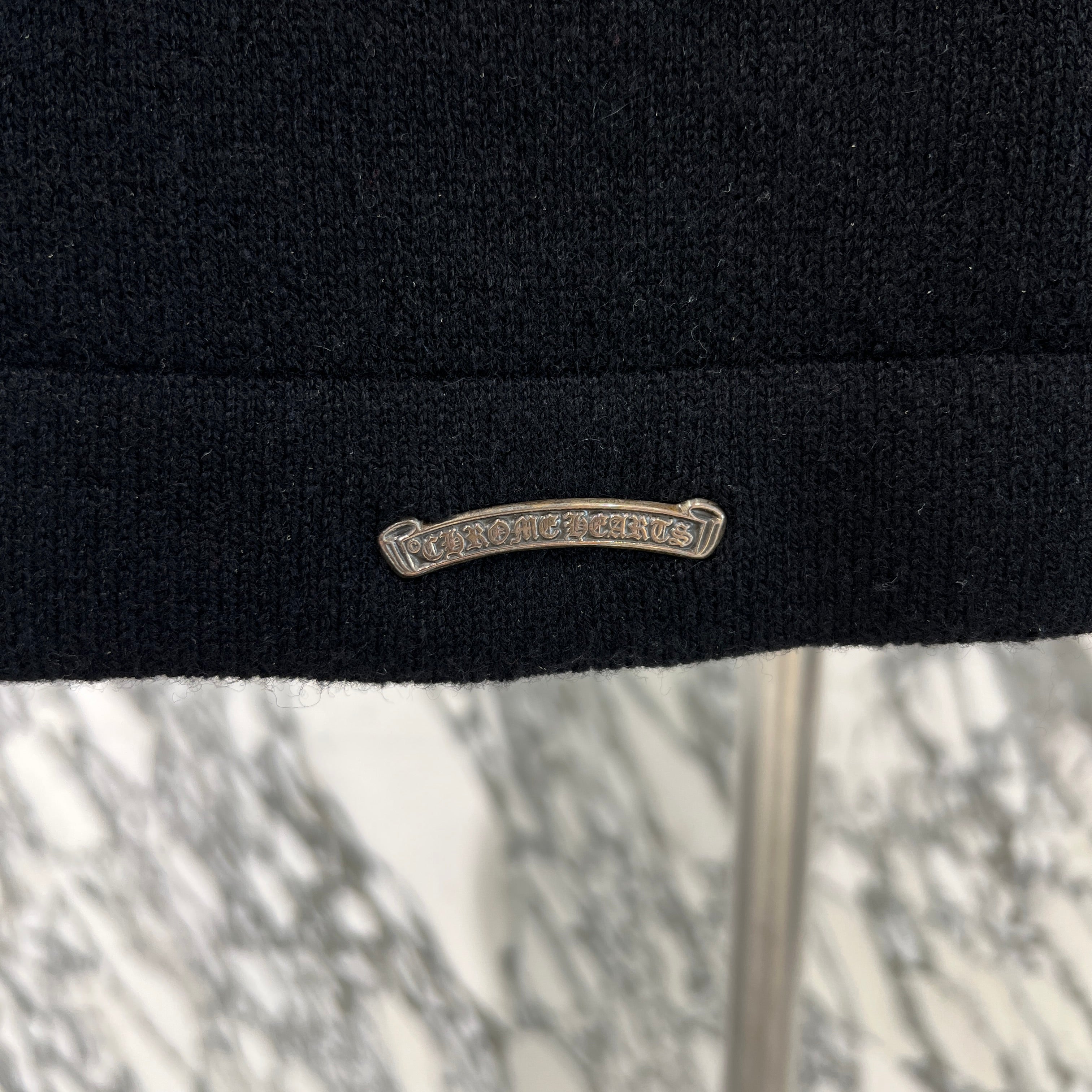 CHROME HEARTS Y NOT King Taco 3 Cemetery Cross Leather Patch Cashmere Pullover Hoodie Size L クロムハーツ ワイノット キングタコ 3セメタリークロス レザーパッチ カシミア プルオーバーフーディー サイズL