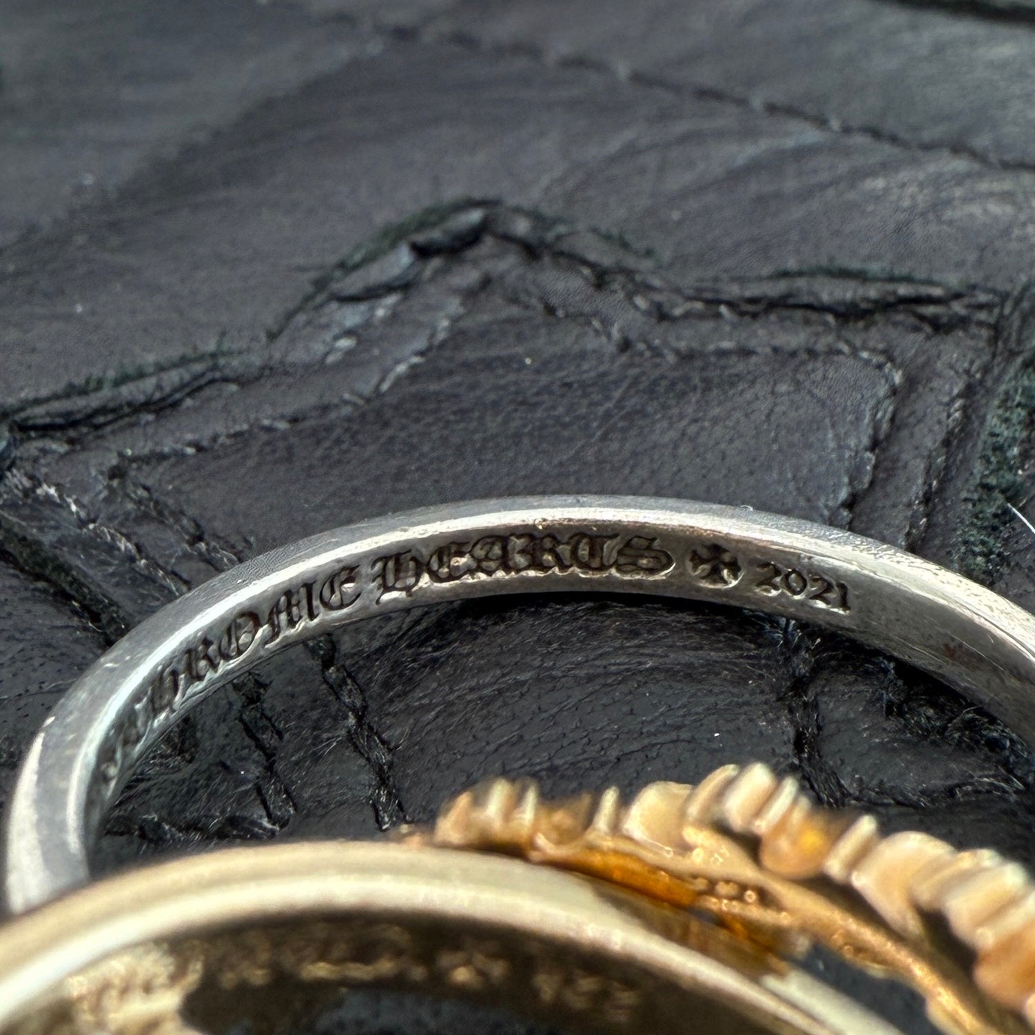 CHROME HEARTS 22K / SILVER 925 TINY E CH PLS BAND TRPL Combination Ring Size 17号 クロムハーツ タイニーE CHプラス バンド トリプルコンビ リング サイズ17号