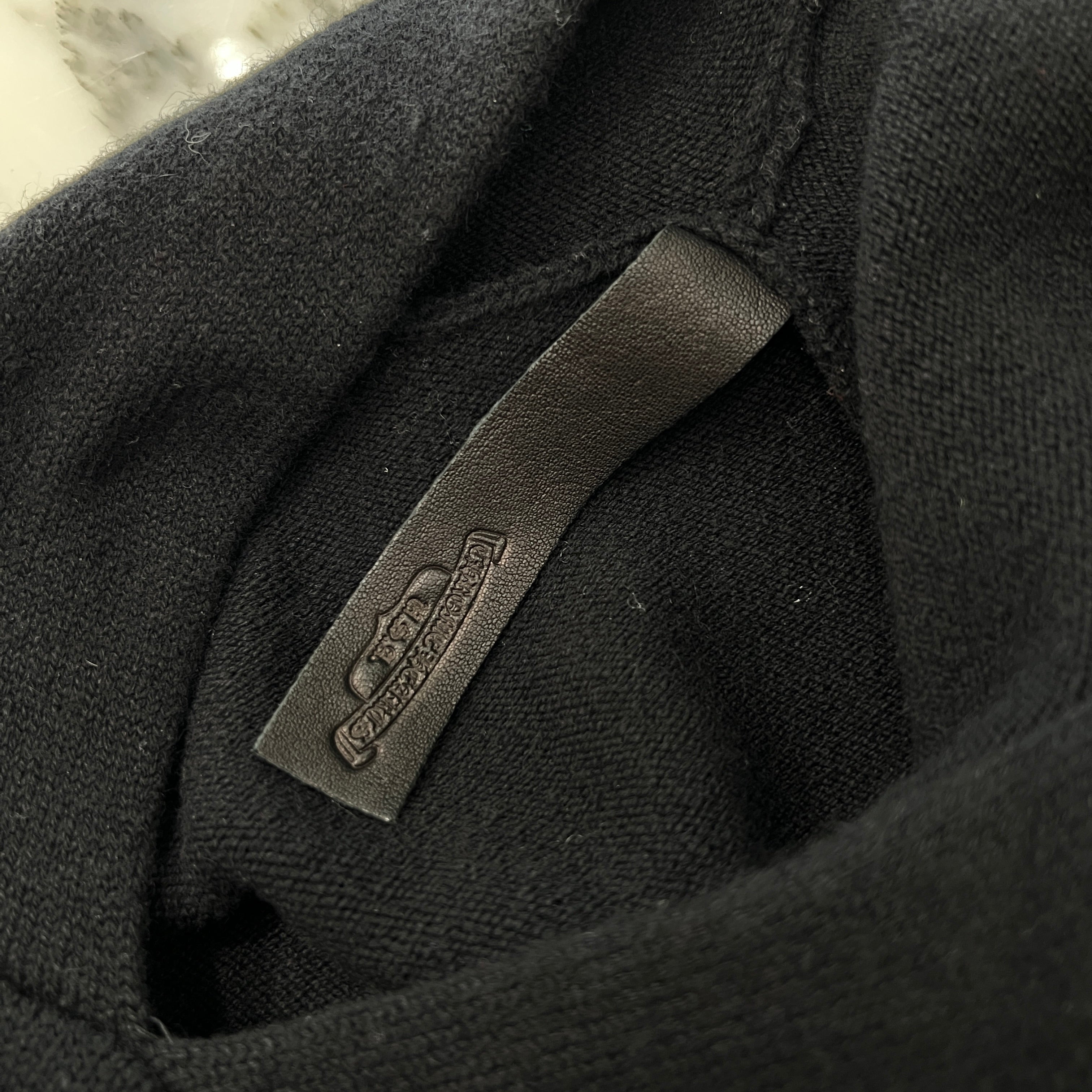 CHROME HEARTS Y NOT King Taco 3 Cemetery Cross Leather Patch Cashmere Pullover Hoodie Size L クロムハーツ ワイノット キングタコ 3セメタリークロス レザーパッチ カシミア プルオーバーフーディー サイズL