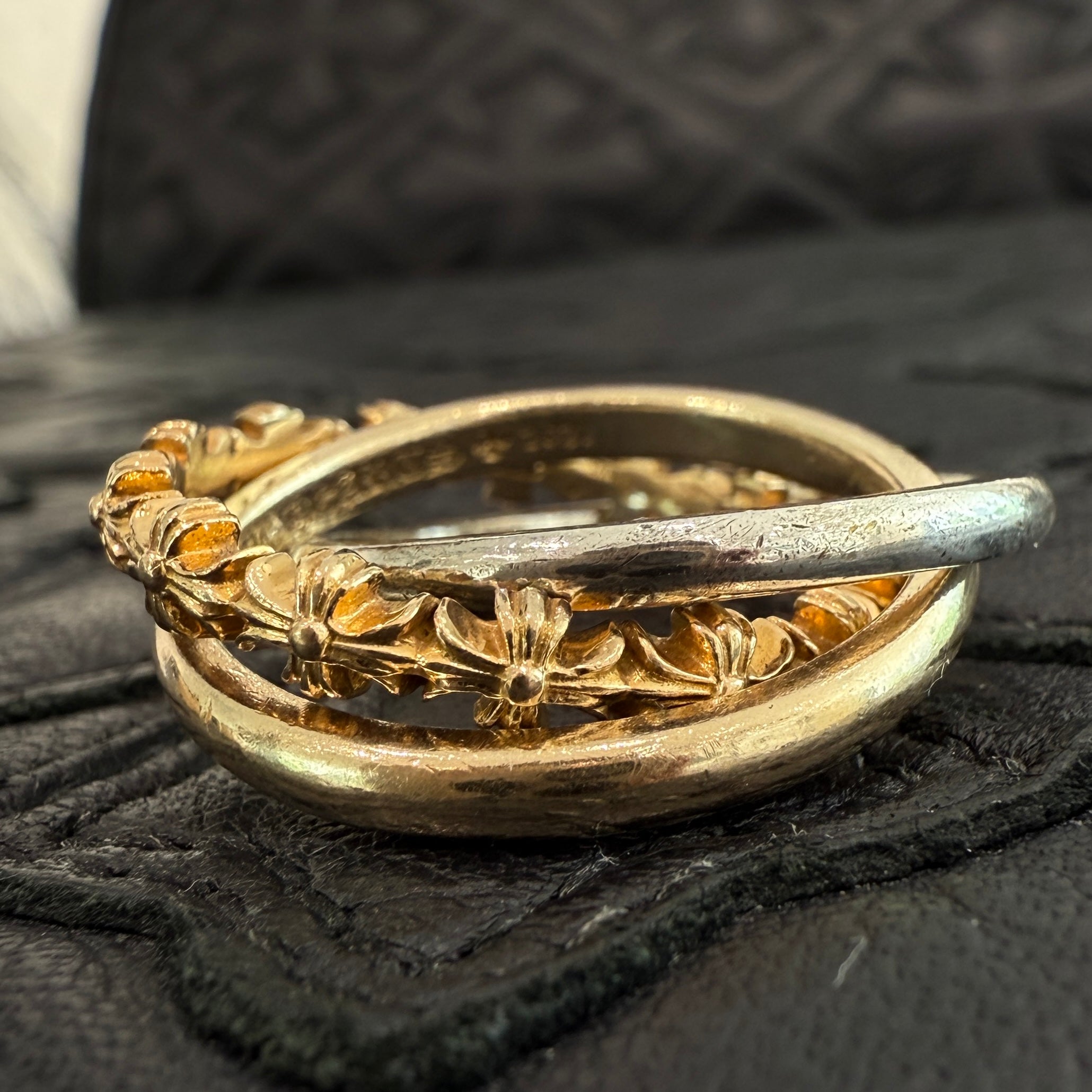 CHROME HEARTS 22K / SILVER 925 TINY E CH PLS BAND TRPL Combination Ring Size 17号 クロムハーツ タイニーE CHプラス バンド トリプルコンビ リング サイズ17号