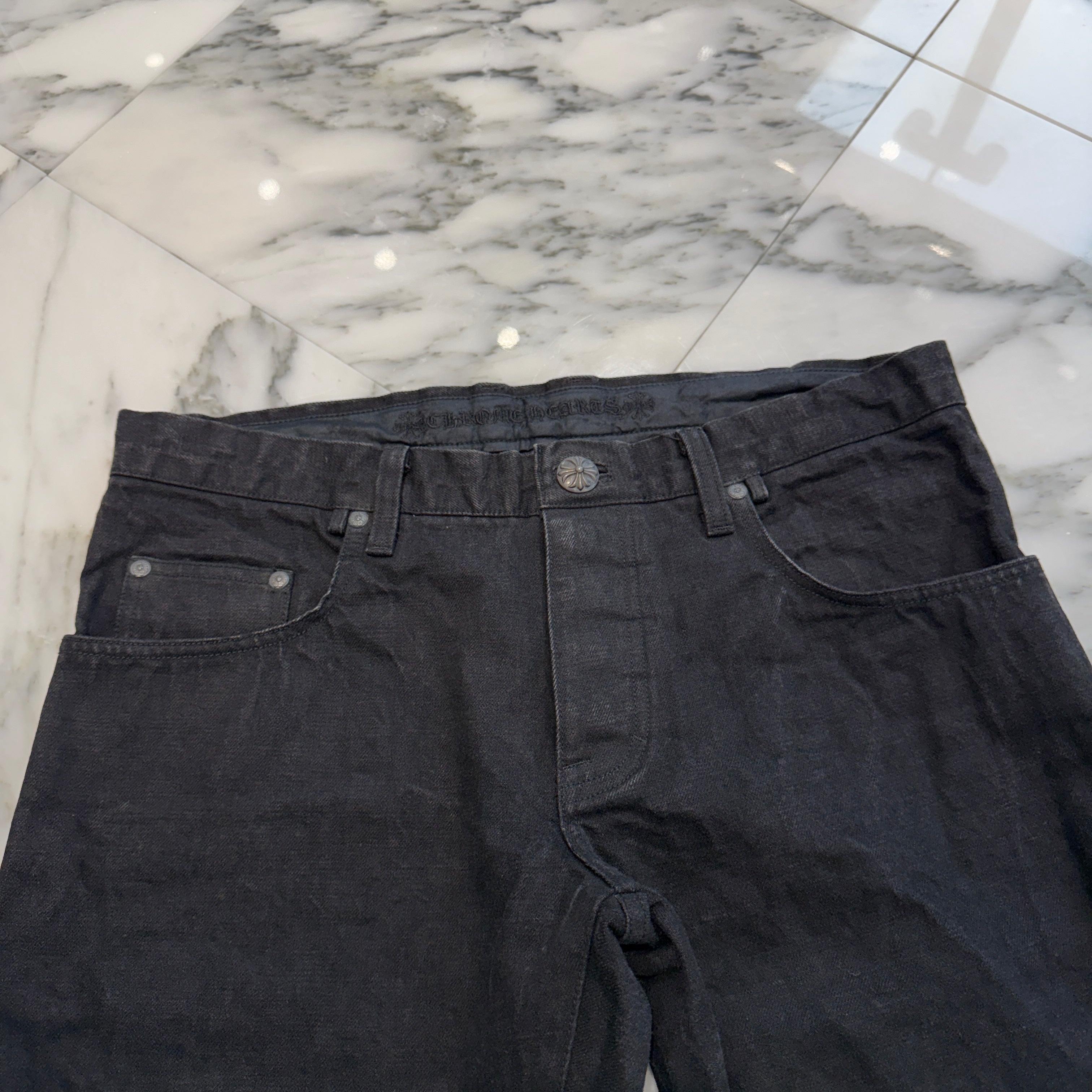 CHROME HEARTS DNM Cross Button Fly Washed Denim Pants Size 36 クロムハーツ DNM クロスボタン フライウォッシュド デニムパンツ サイズ36