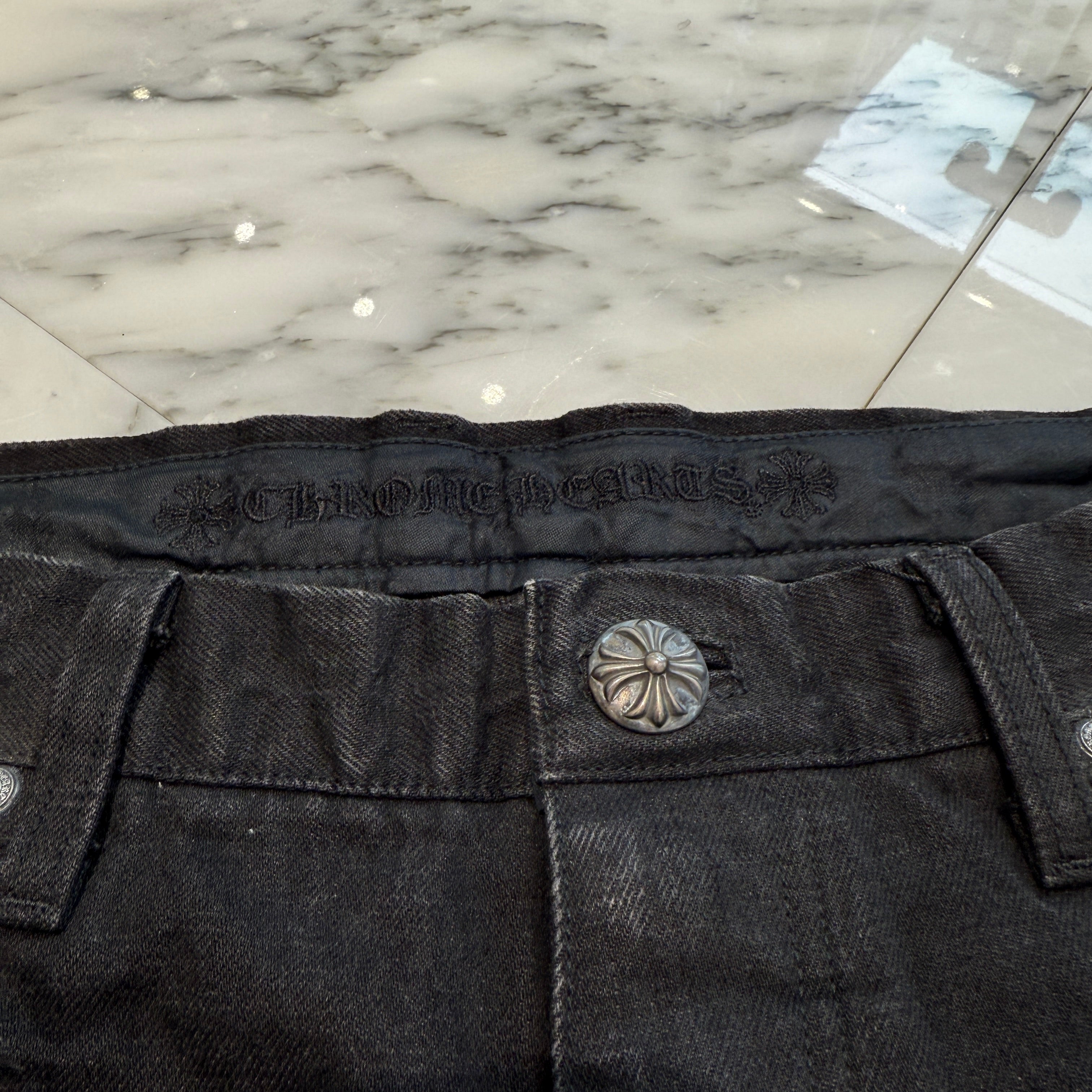 CHROME HEARTS DNM Cross Button Fly Washed Denim Pants Size 36 クロムハーツ DNM クロスボタン フライウォッシュド デニムパンツ サイズ36