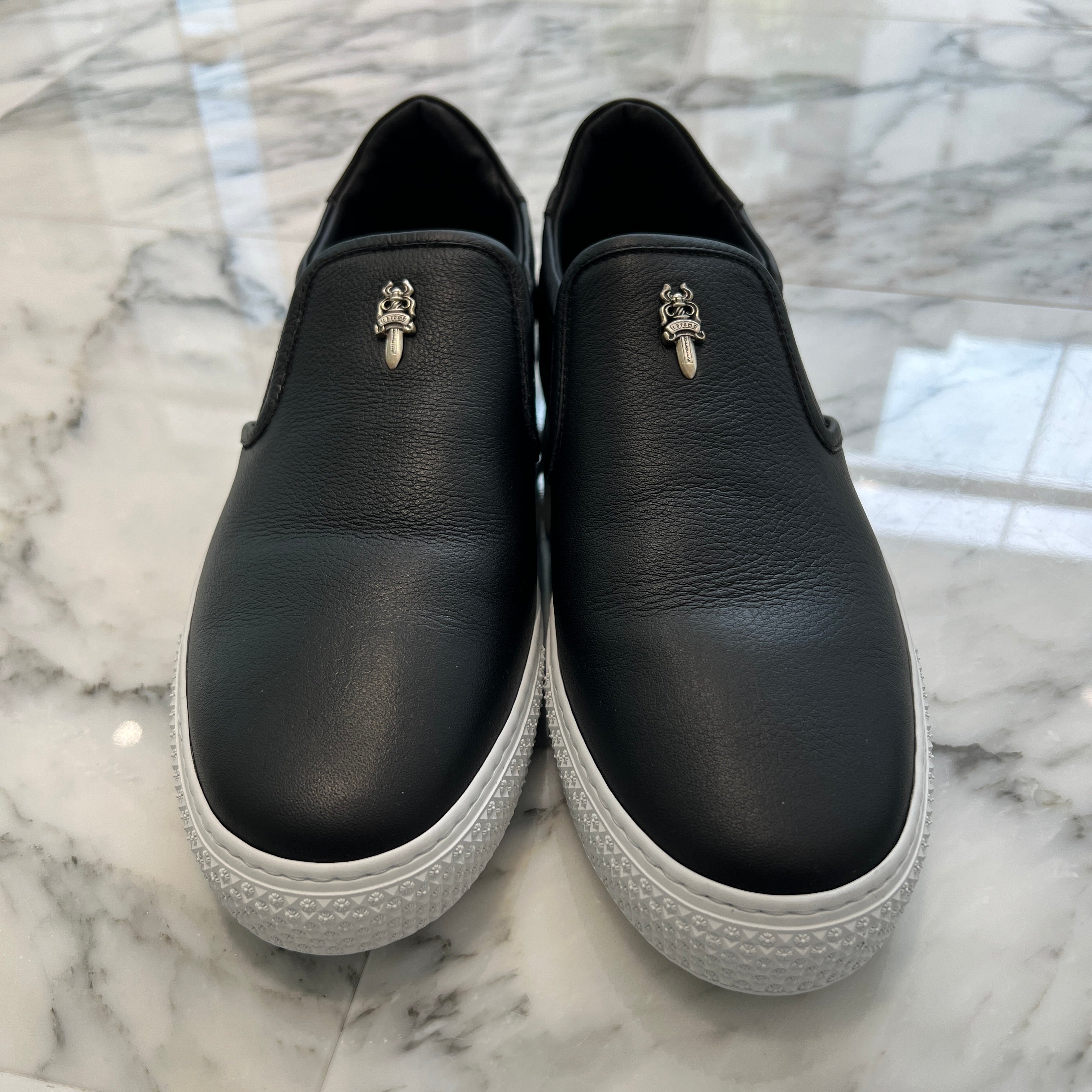 CHROME HEARTS CH Plus Leather Patch Dagger Slip On Size 42(26.5cm-27cm) クロムハーツ CHプラス レザーパッチ ダガー スリッポン サイズ42(26.5cm-27cm)