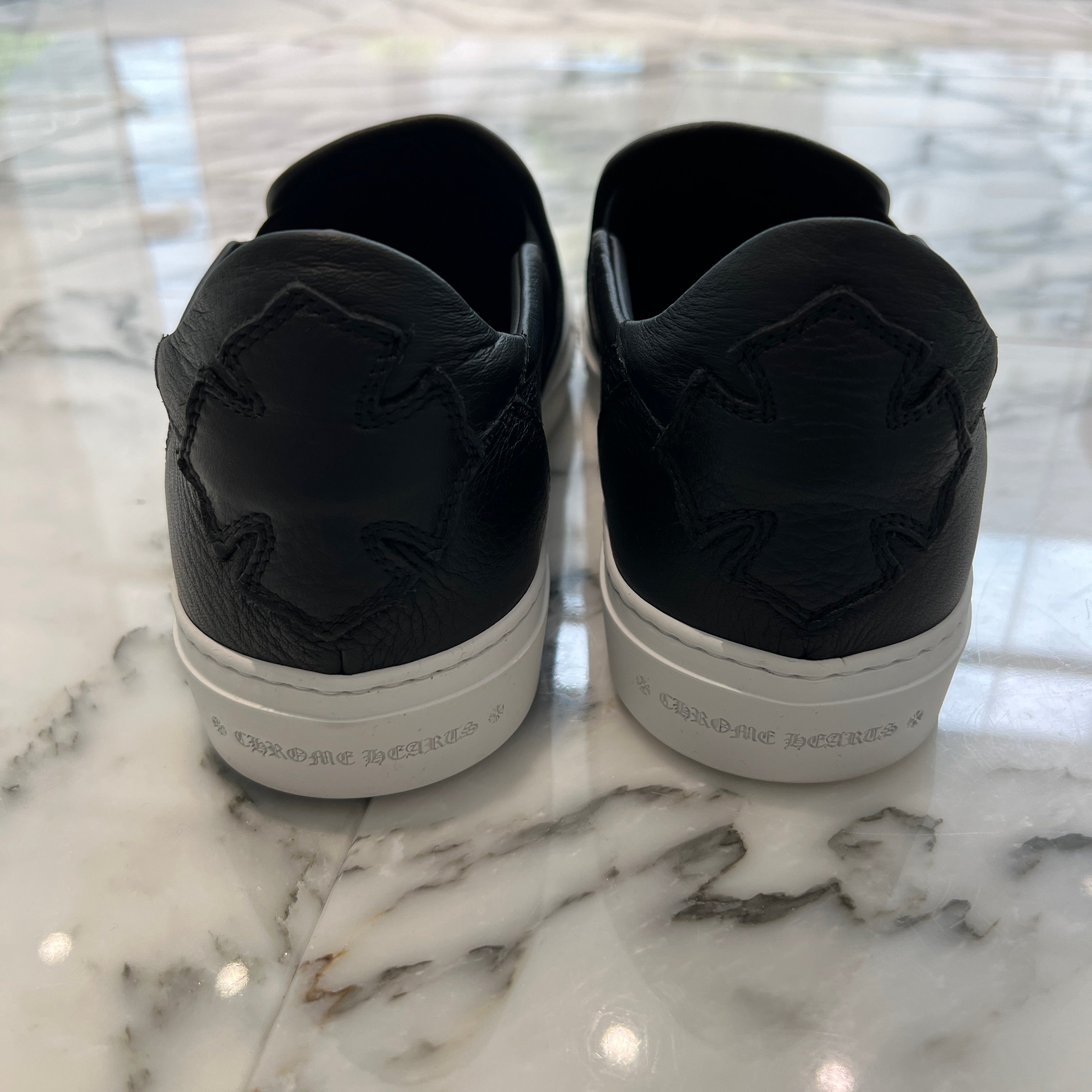 CHROME HEARTS CH Plus Leather Patch Dagger Slip On Size 42(26.5cm-27cm) クロムハーツ CHプラス レザーパッチ ダガー スリッポン サイズ42(26.5cm-27cm)