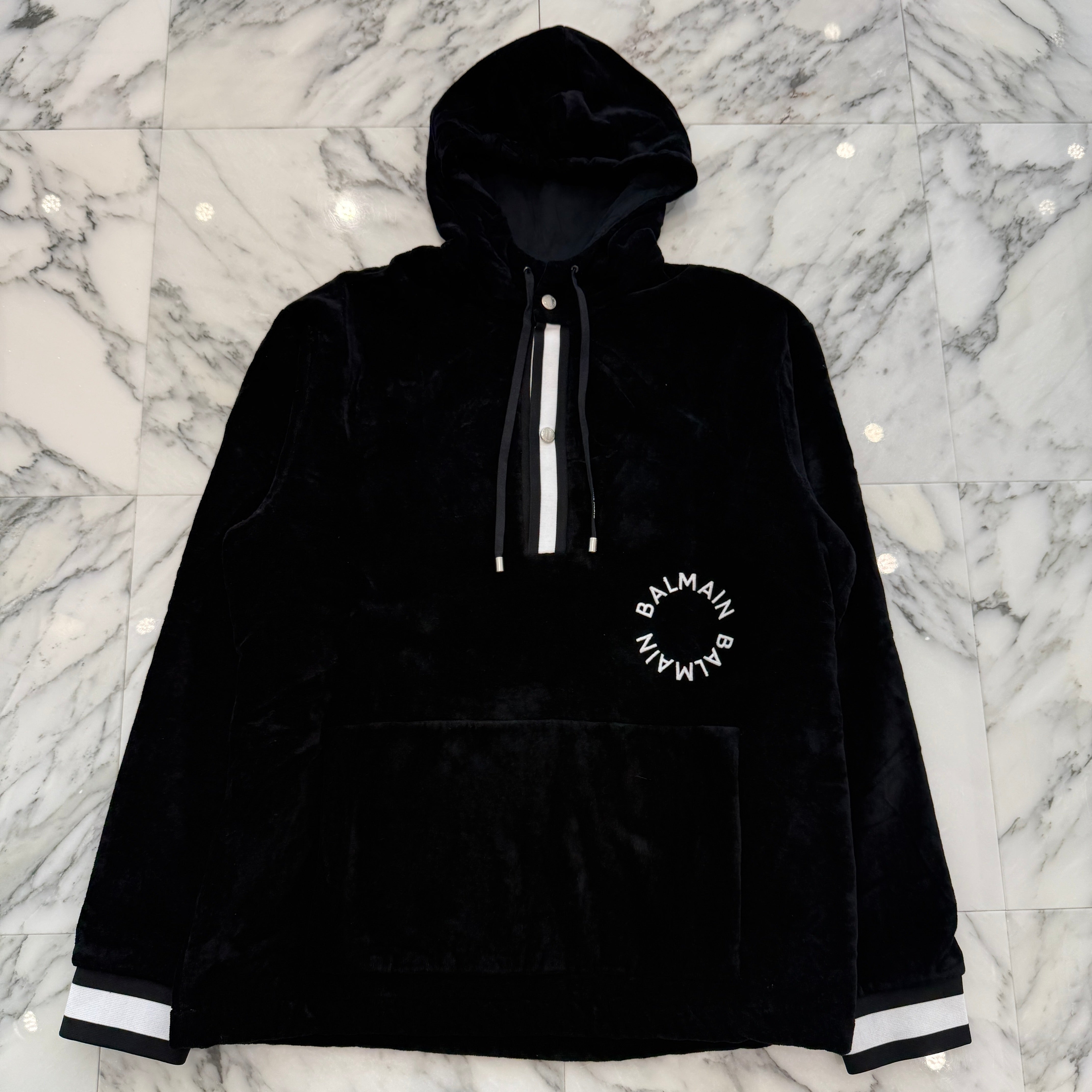 BALMAIN 2022AW Half Snap Button Corduroy Hoodie Size L バルマン ハーフスナップボタン コーデュロイ フーディー サイズL